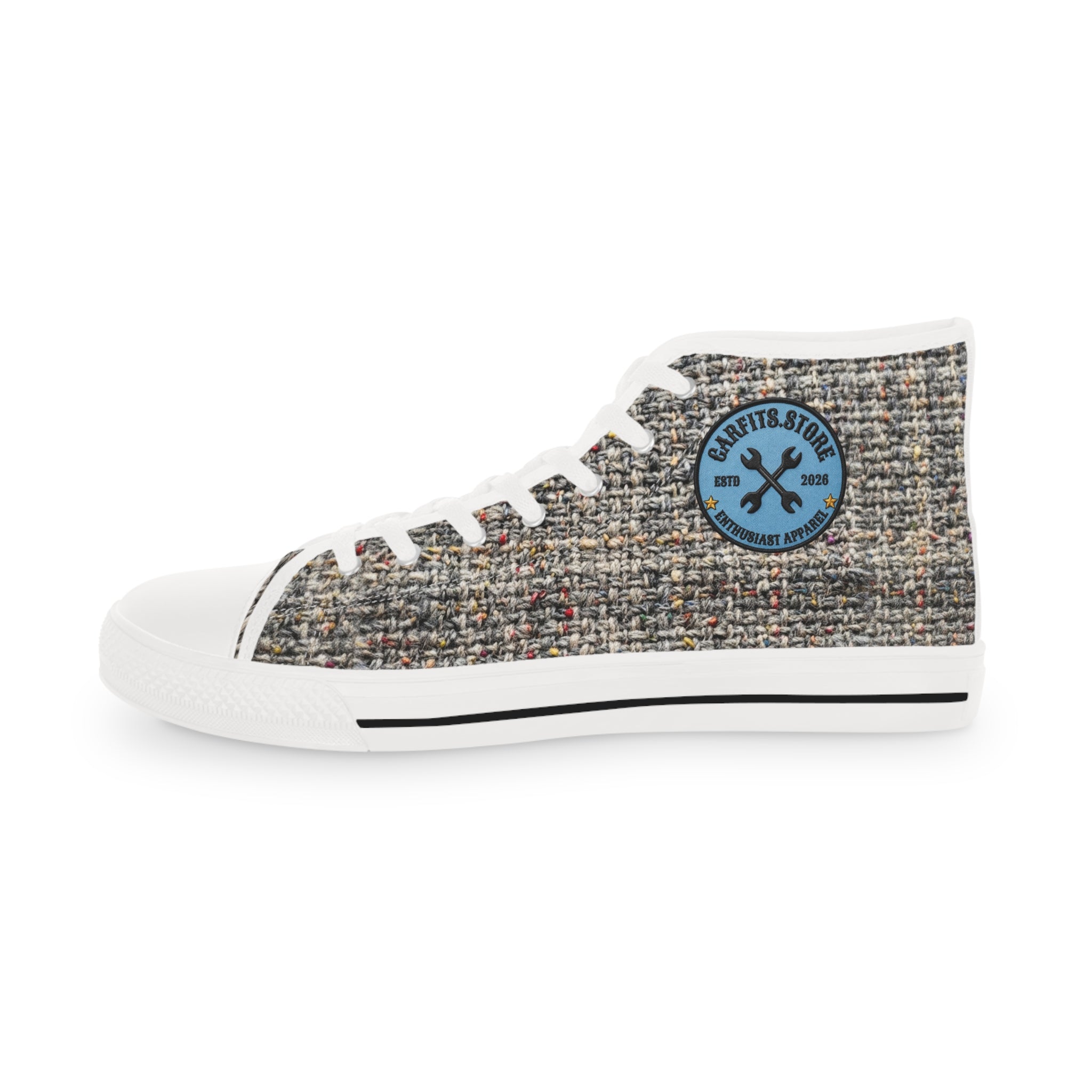 High Top Sneakers — Tweed Texture Men's Casual Athletic Shoes
