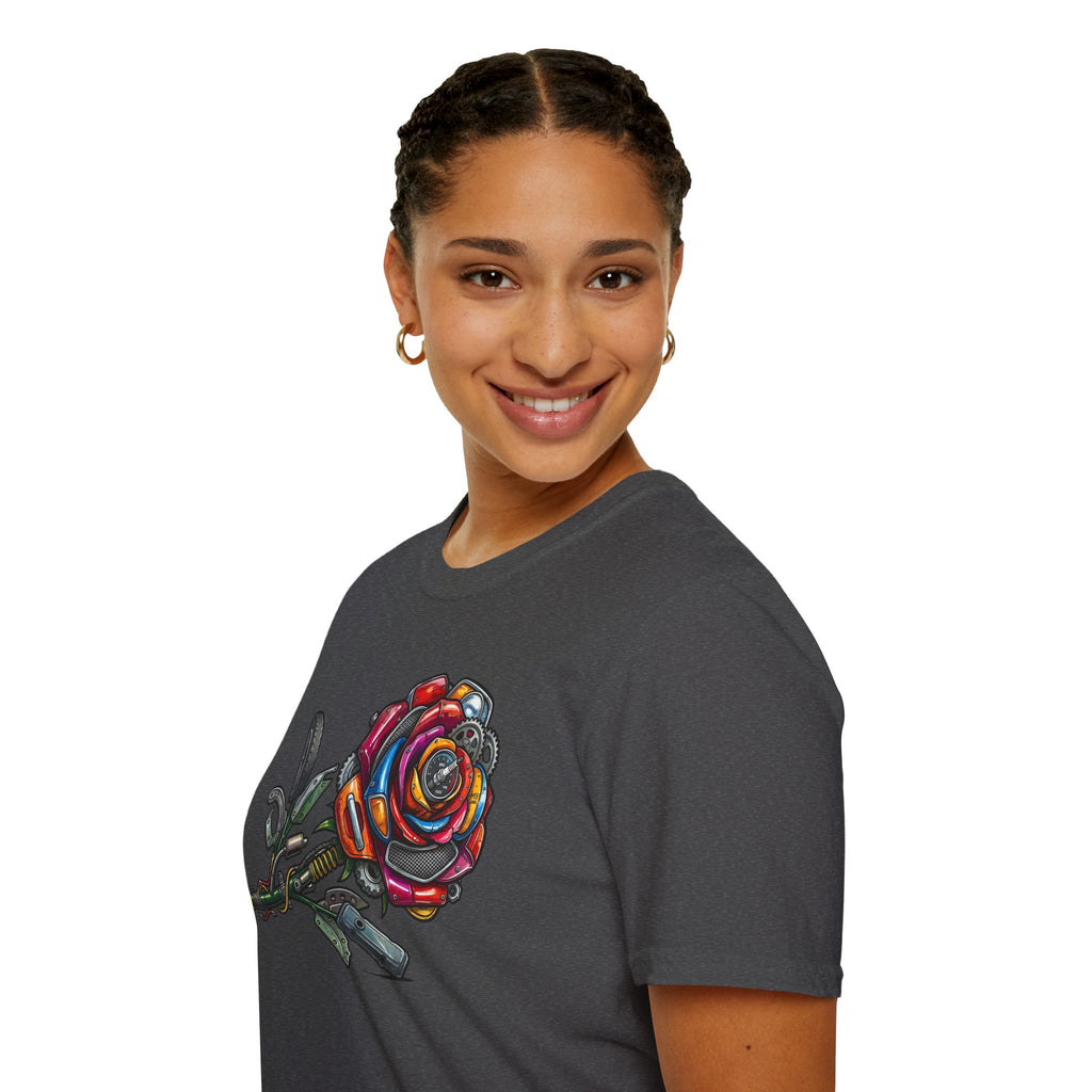 Colorful Mechanical Rose Graphic Tee