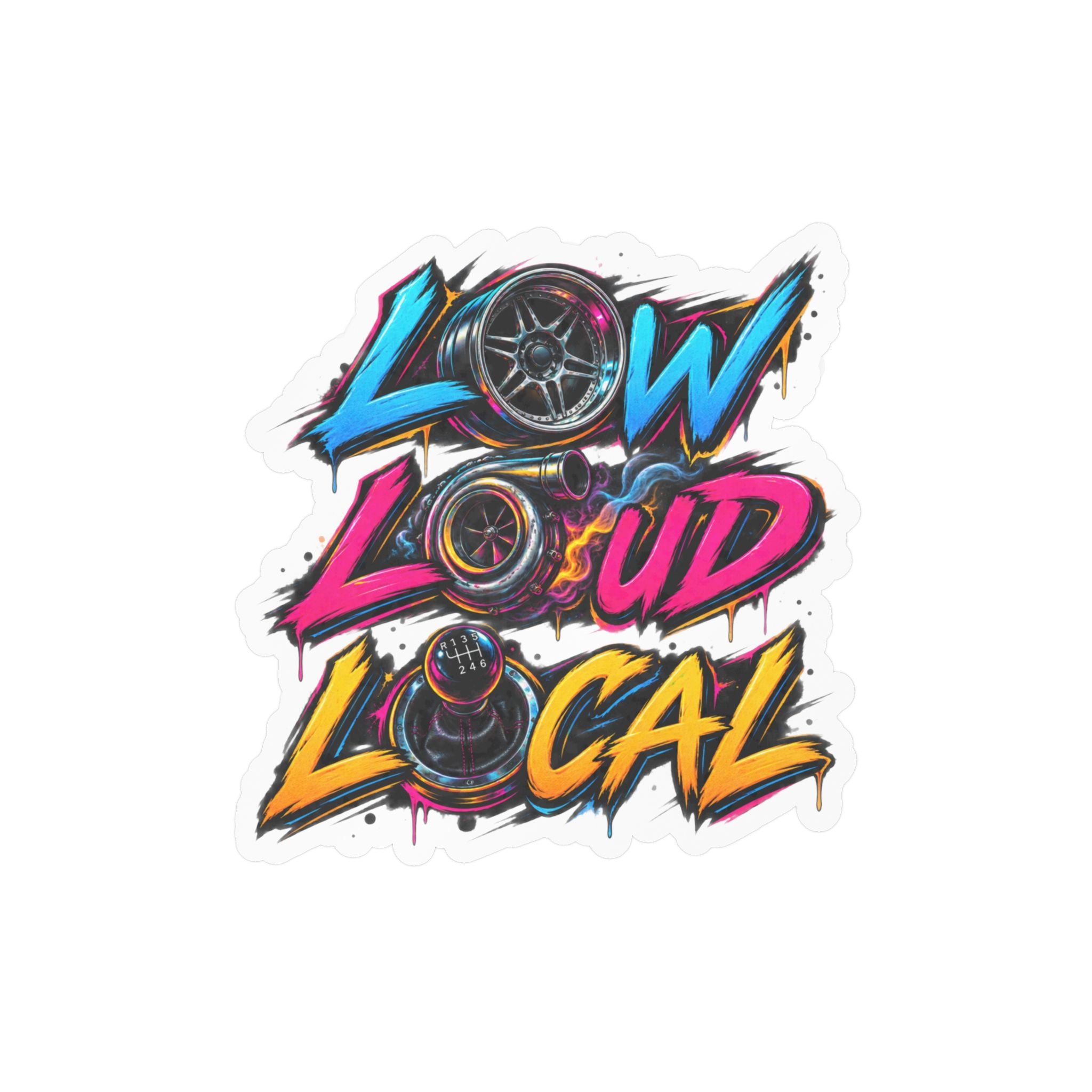 'Low Loud Local' Kiss-Cut Vinyl Sticker — Car Audio & Bass Lovers Decal