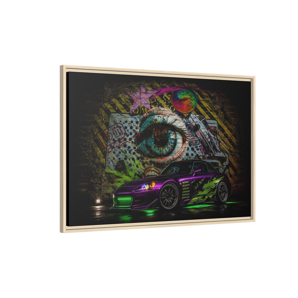Graffiti Sports Car Matte Canvas - Framed Wall Art