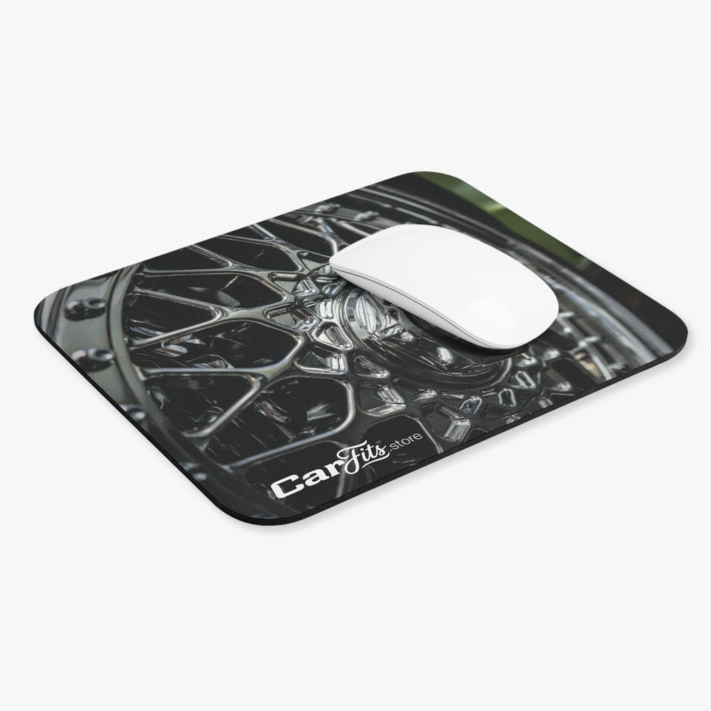 Chrome Basketweave Wheel Mouse Pad — Play and Display