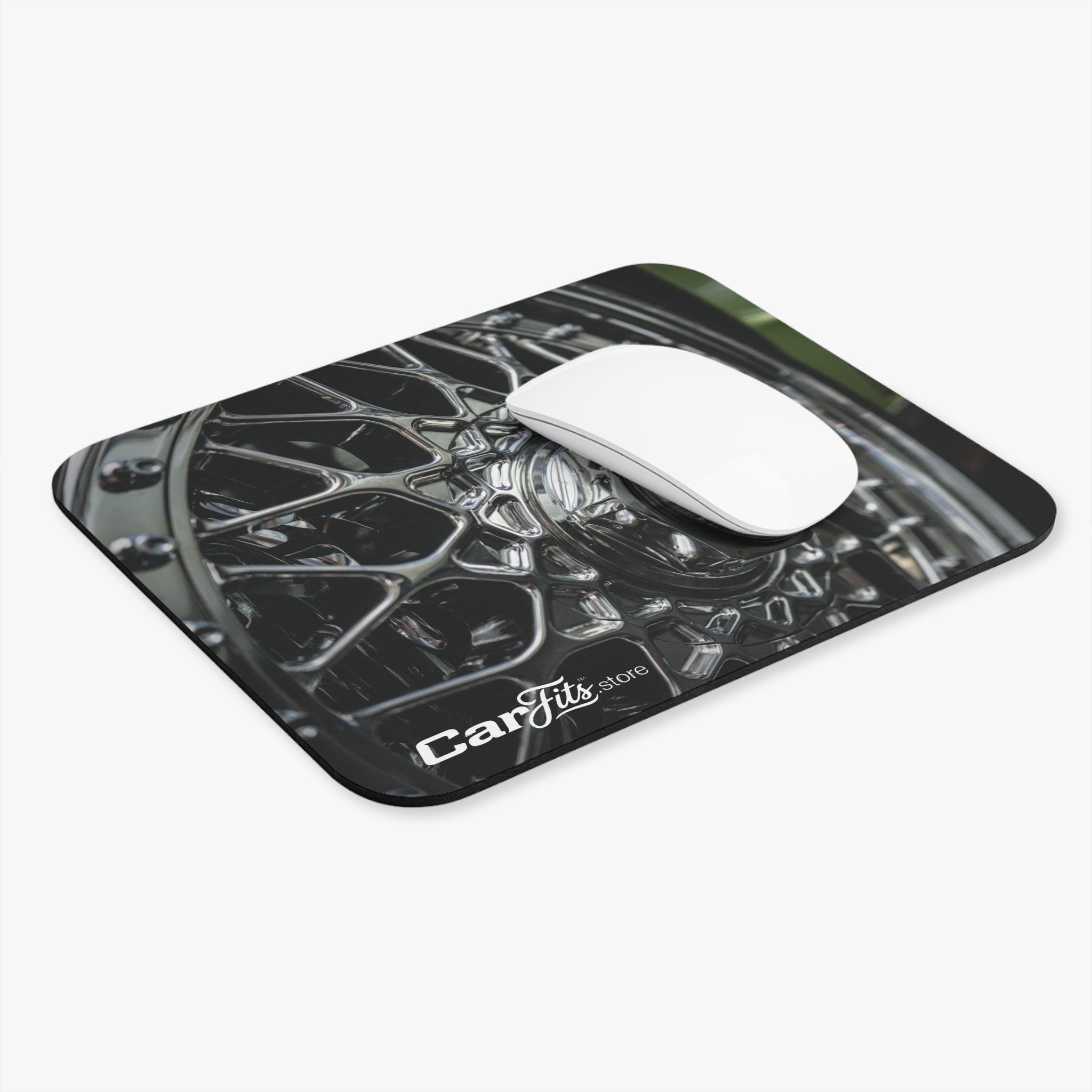 Chrome Basketweave Wheel Mouse Pad — Play and Display