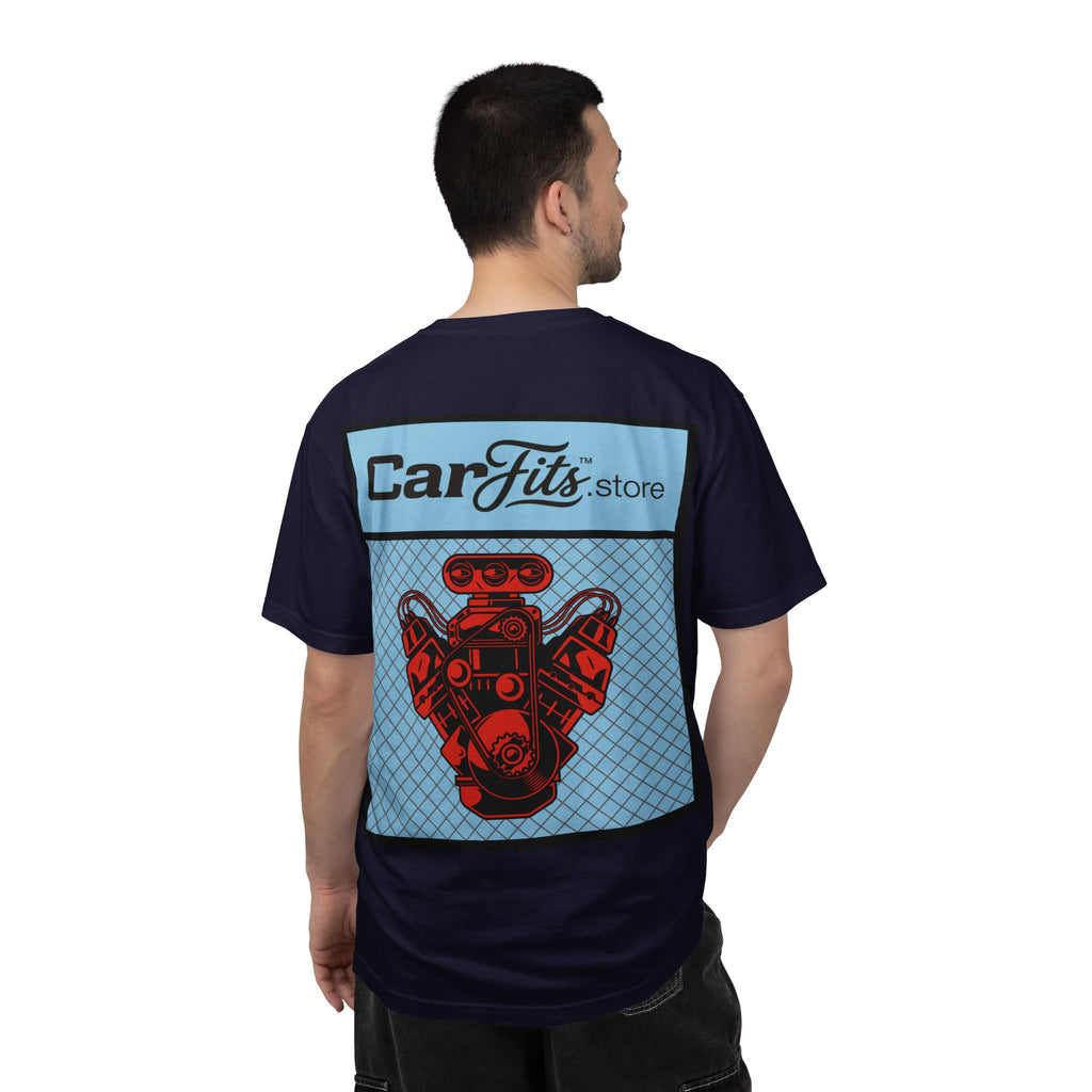 CarFits.store Big Prints T-Shirt — Retro Engine & Scenic Drive