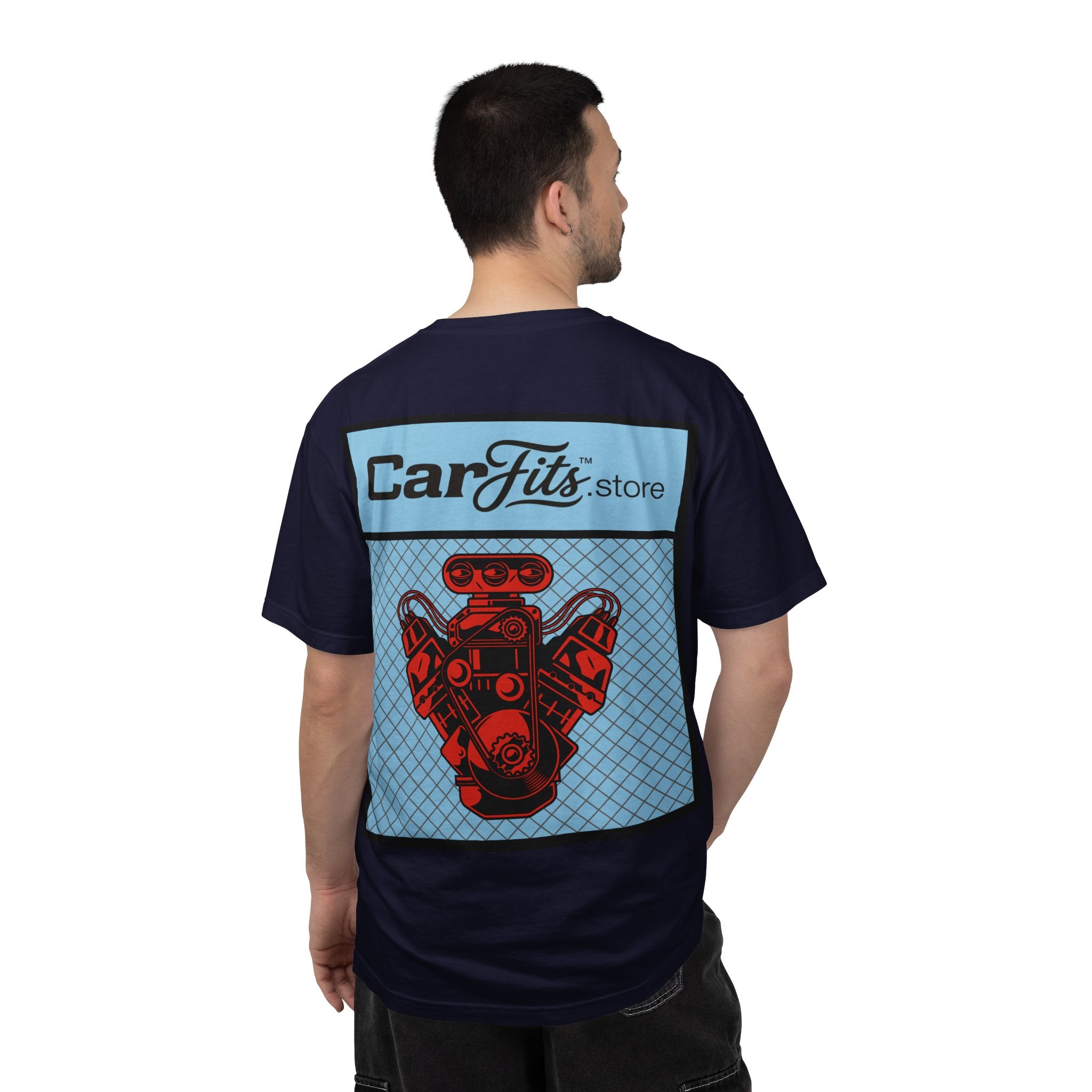 CarFits.store Big Prints T-Shirt — Retro Engine & Scenic Drive