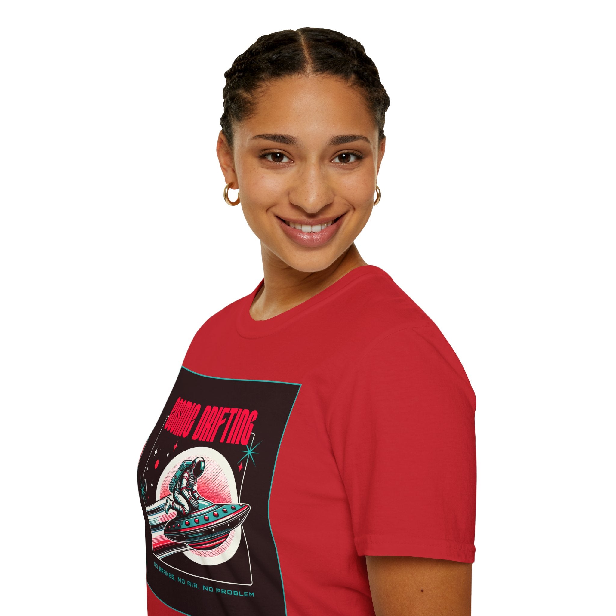 Cosmic Drifting T-Shirt — Retro Astronaut & UFO Vintage Space Tee