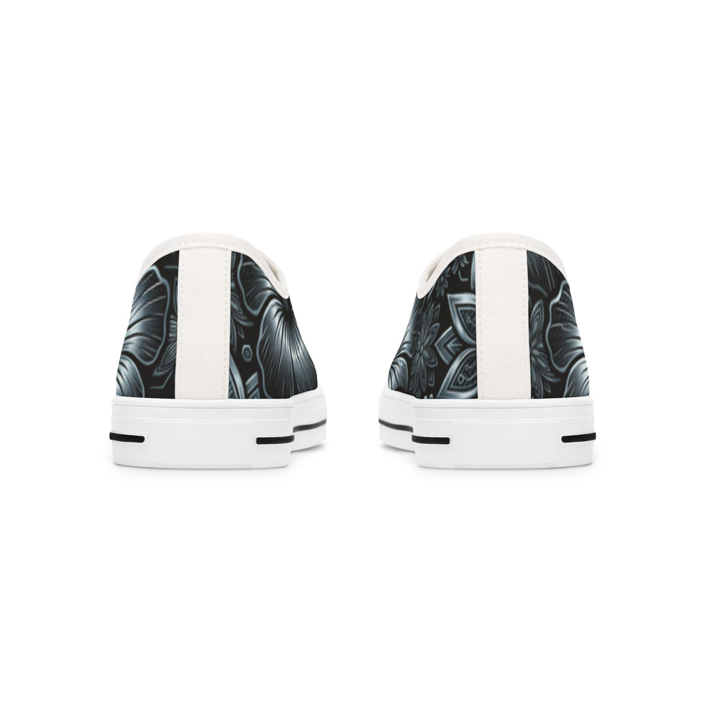 Floral Noir Low-Top Sneakers — Women's Black Floral Canvas Shoes