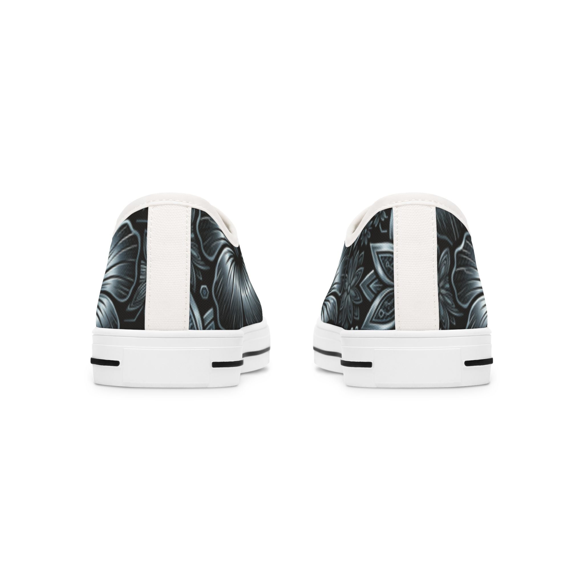 Floral Noir Low-Top Sneakers — Women's Black Floral Canvas Shoes