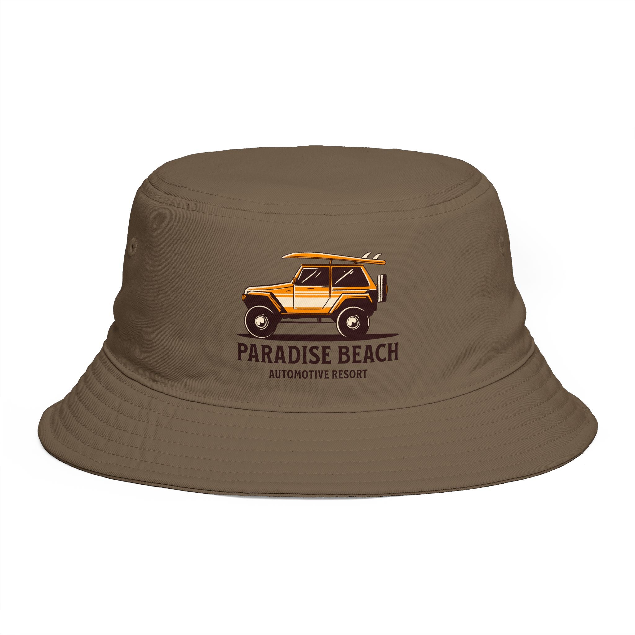 Paradise Beach Surf Buggy Bucket Hat — Vintage Beach Vacation Sun Hat