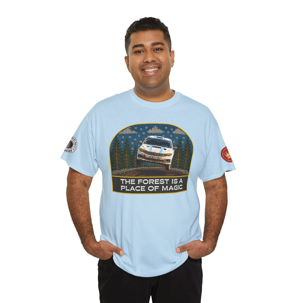 Forest Rally T‑Shirt – 'The Forest Is a Place of Magic' Cross-stitched Style Graphic