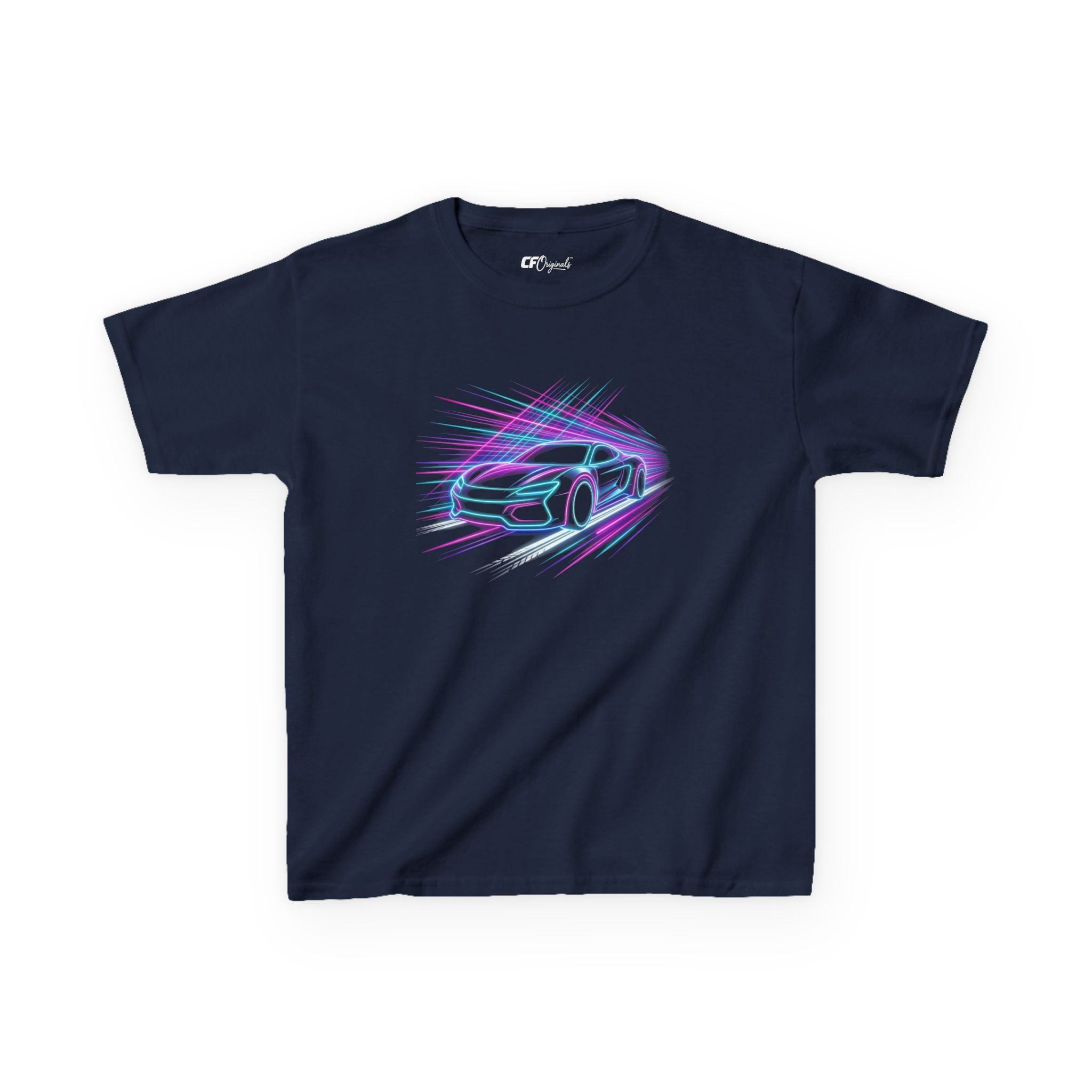 Kids Neon Speed Car Tee — Racing Graphic