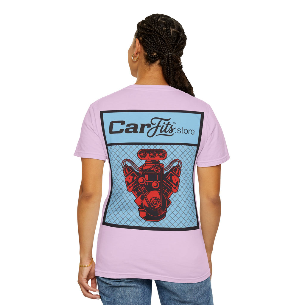 CarFits.store Big Prints T-Shirt — Retro Engine & Scenic Drive