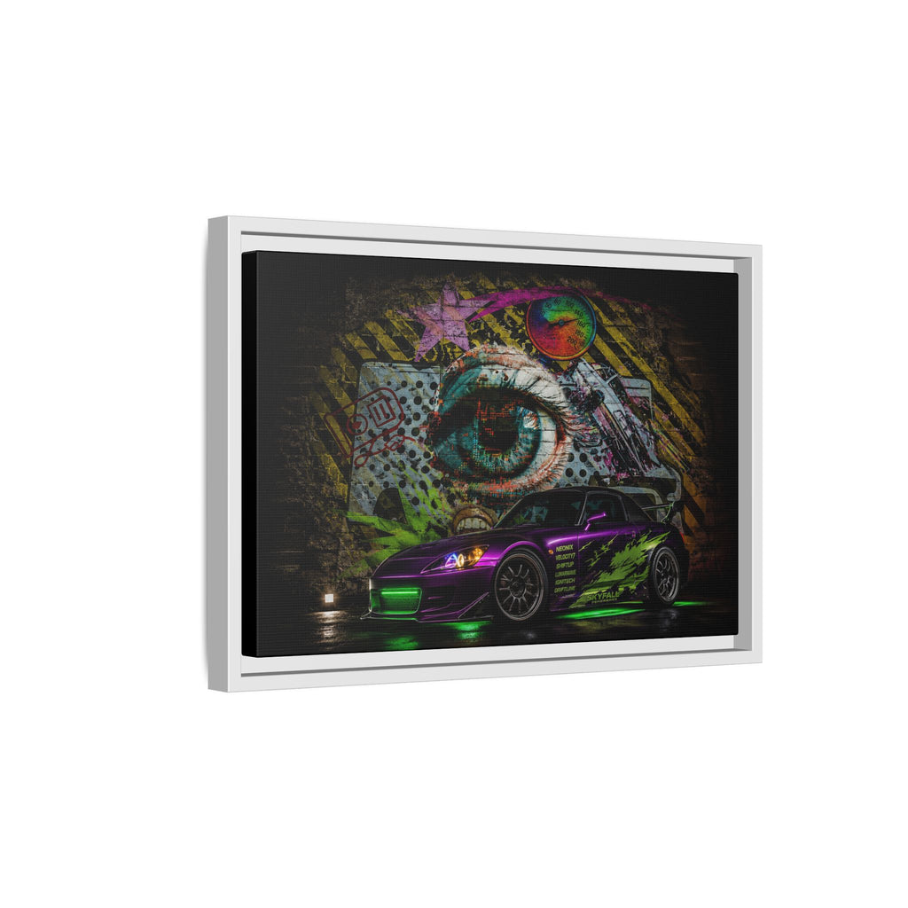 Graffiti Sports Car Matte Canvas - Framed Wall Art