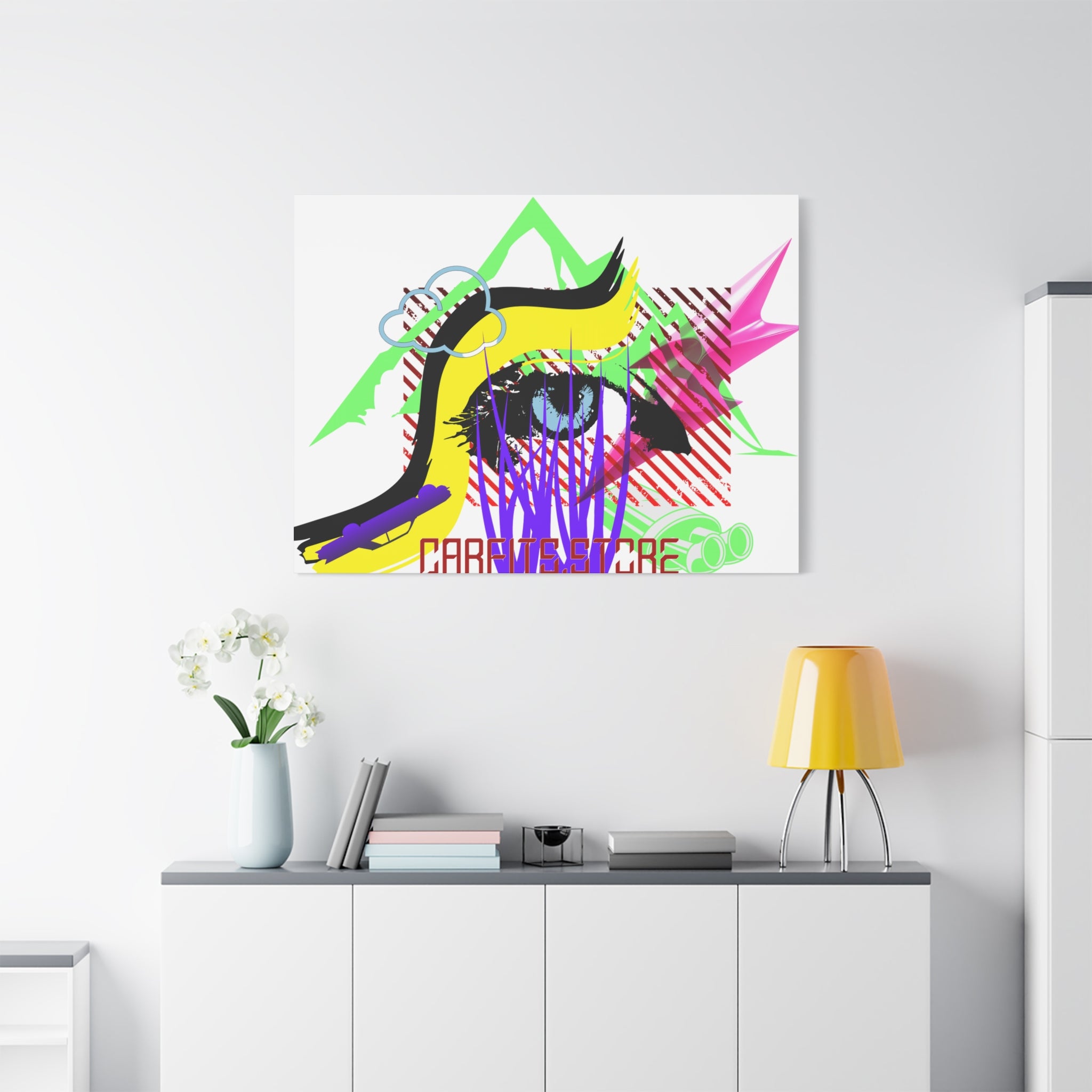 Automotive Pop Art Matte Canvas Print — Vibrant Abstract Wall Art
