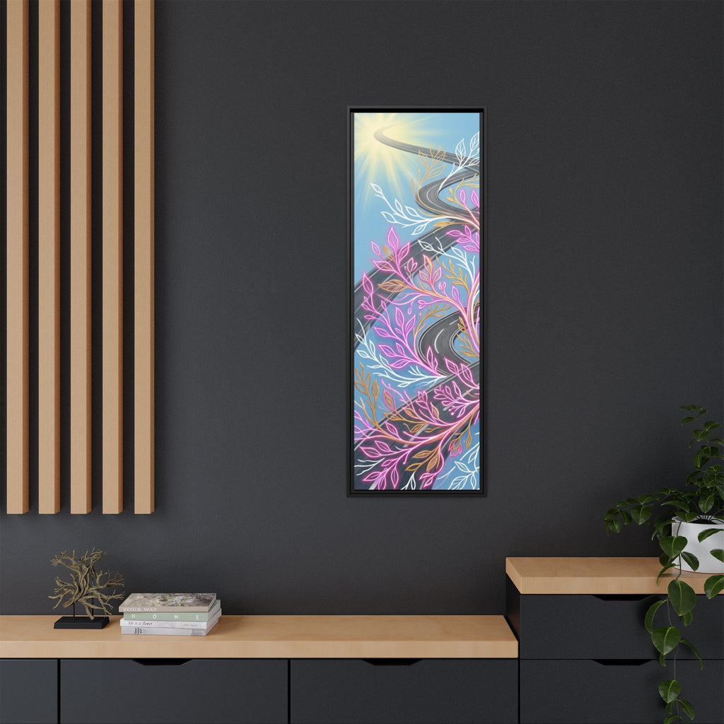 Framed Matte Canvas Floral Vines Wall Art — Pastel Botanical Abstract