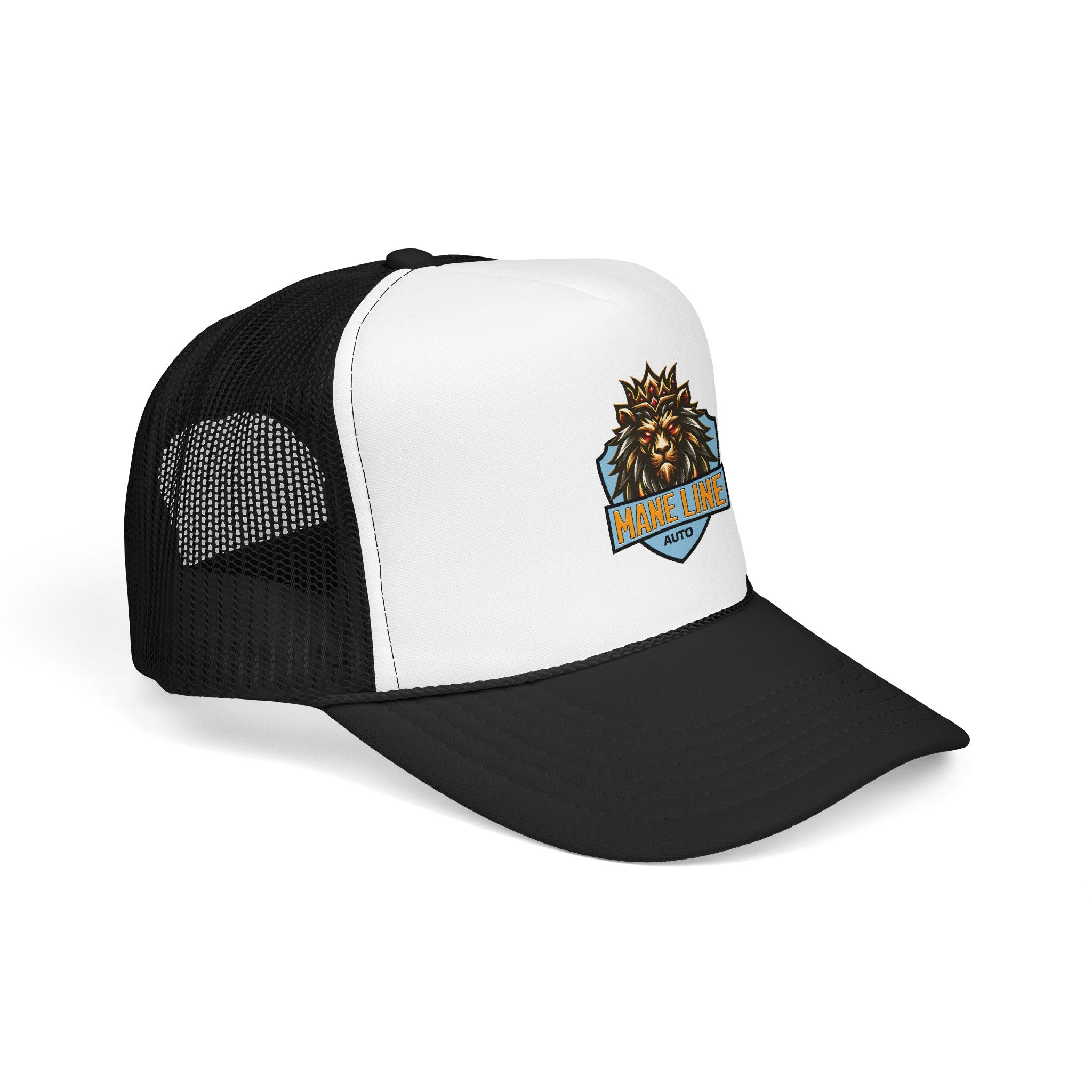 Logo Trucker Hat — 'Mane Line Auto' Foam Mesh Cap