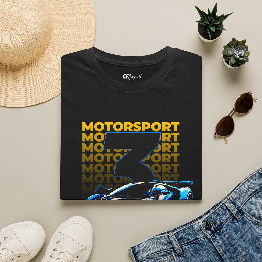 Motorsport No.3 Racing T‑Shirt — Blue Supercar Graphic Tee