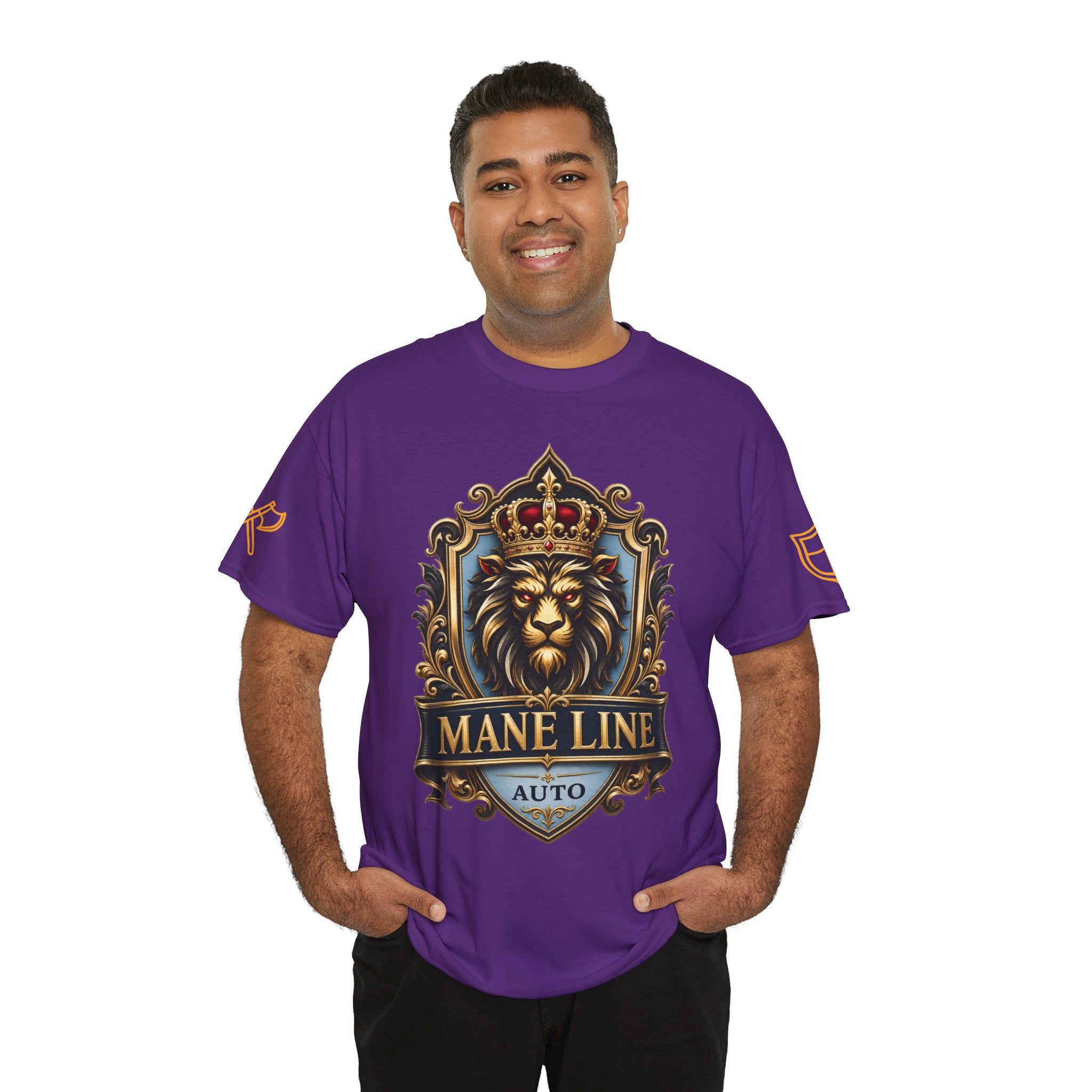 Lion Crest Tee — "Mane Line Auto" Vintage Heraldic Graphic Shirt