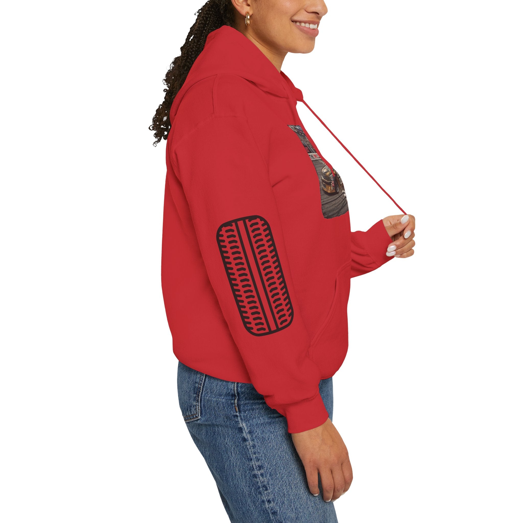 Racing Garage Hooded Sweatshirt — Vintage Racecar Track Scene