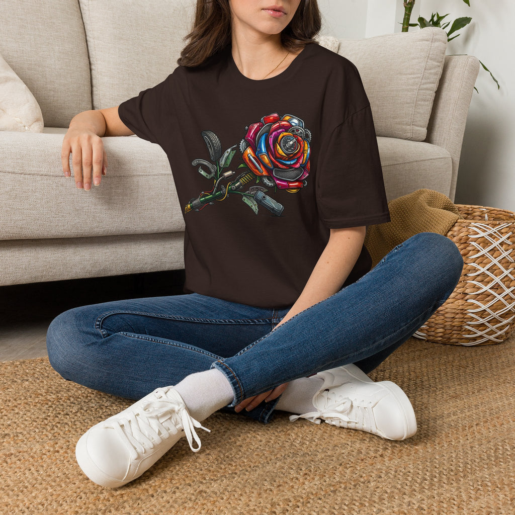 Colorful Mechanical Rose Graphic Tee