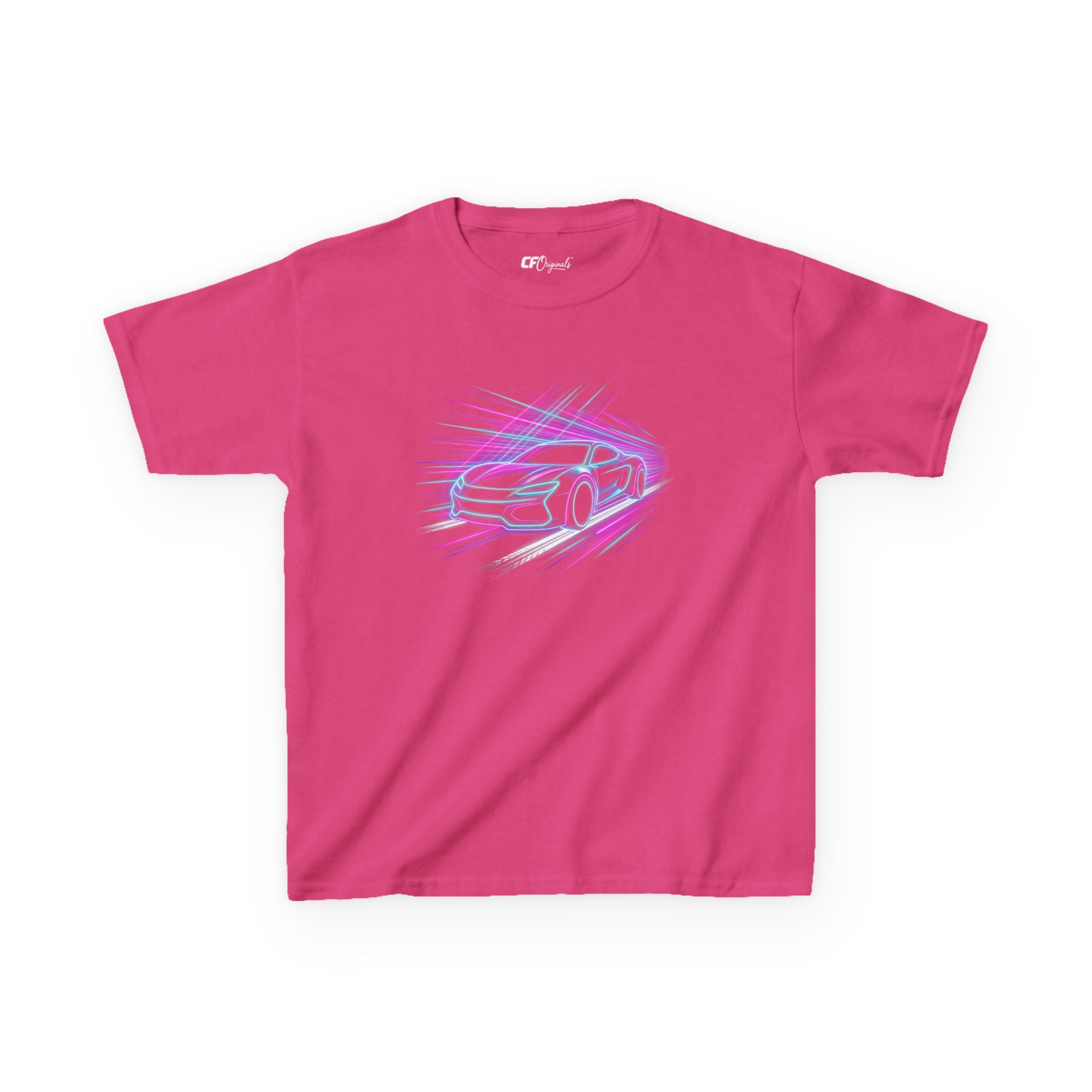 Kids Neon Speed Car Tee — Racing Graphic