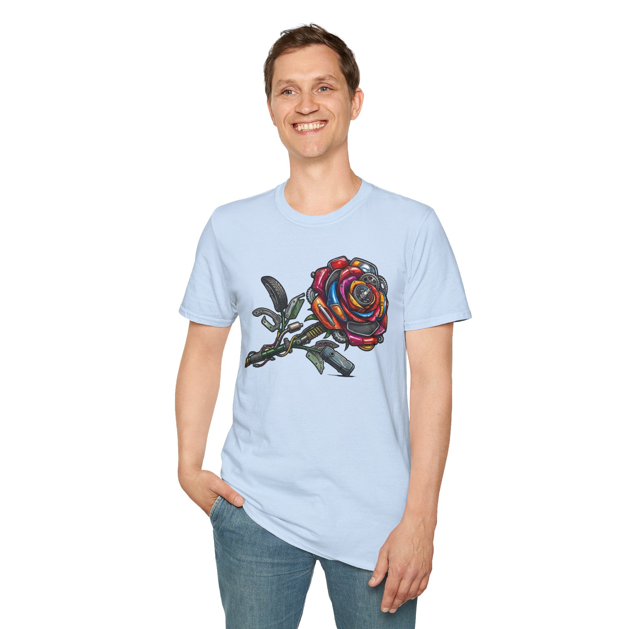 Colorful Mechanical Rose Graphic Tee