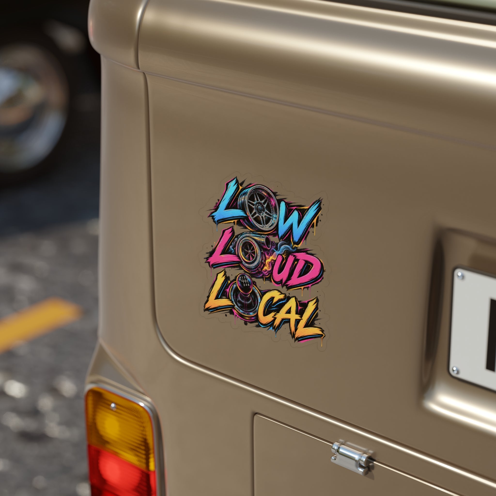 'Low Loud Local' Die-Cut Car Sticker — Transparent Outdoor Sticker