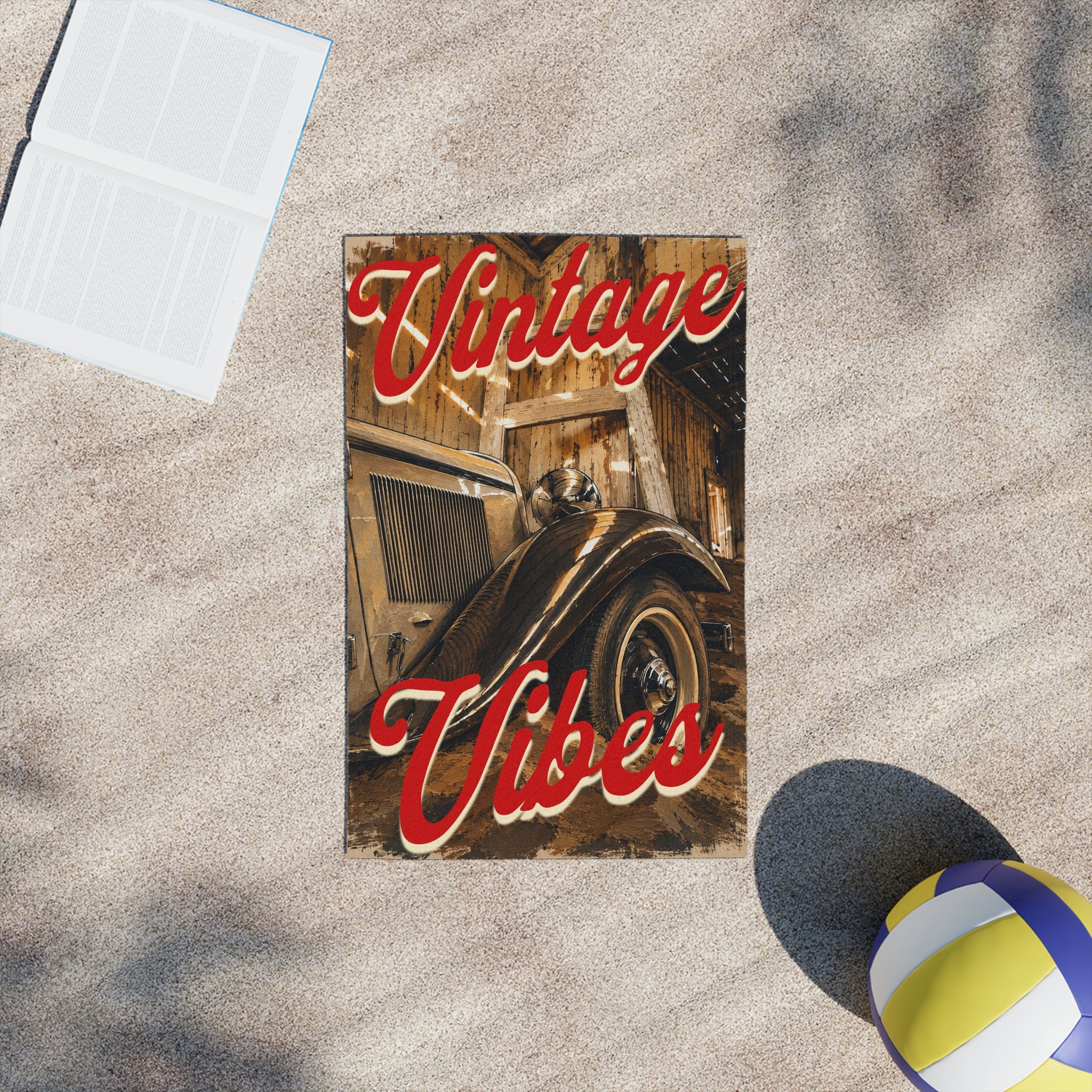 Vintage Vibes Beach Towel – Classic Retro Car Design