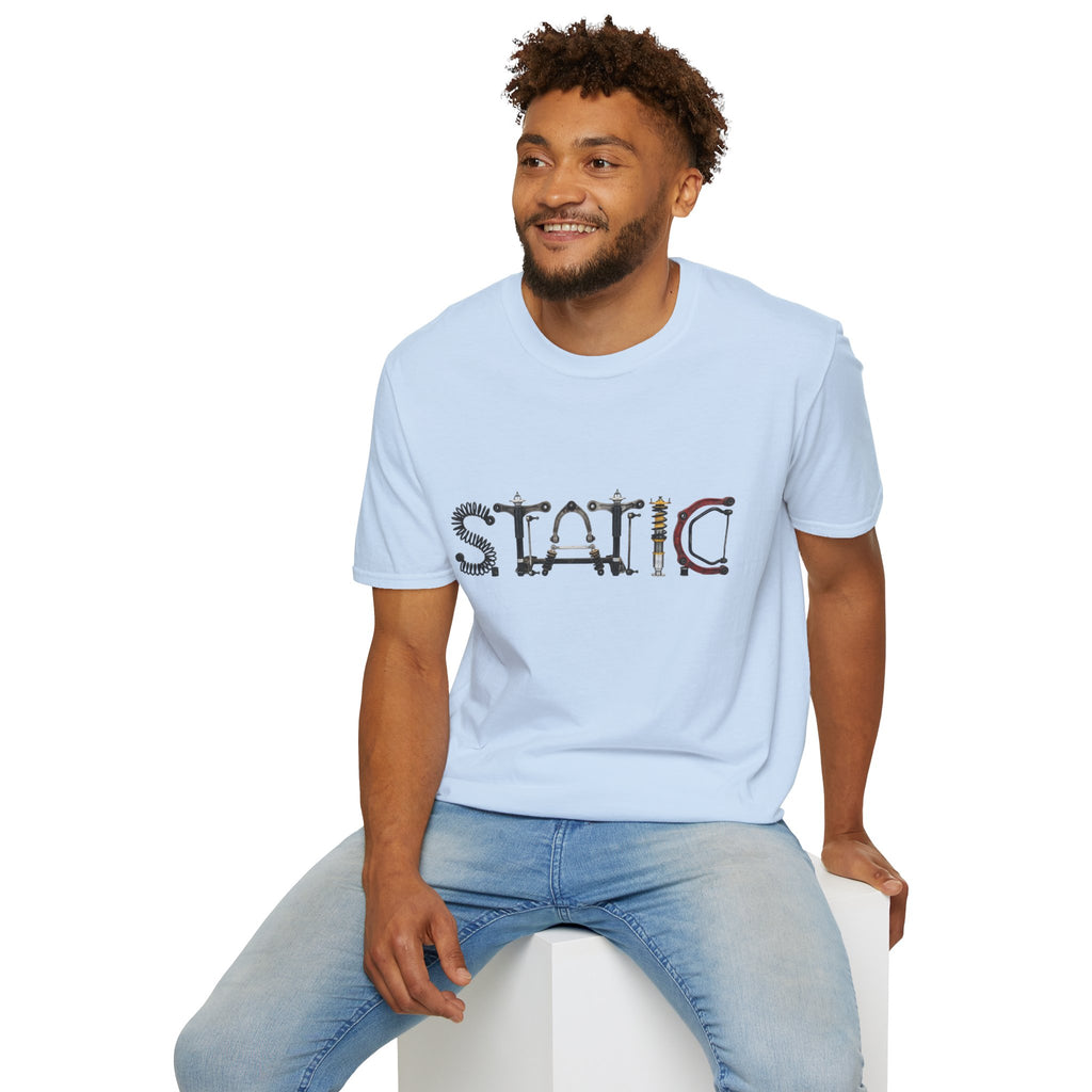 Static Graphic T-Shirt — Industrial Parts Lettering Tee