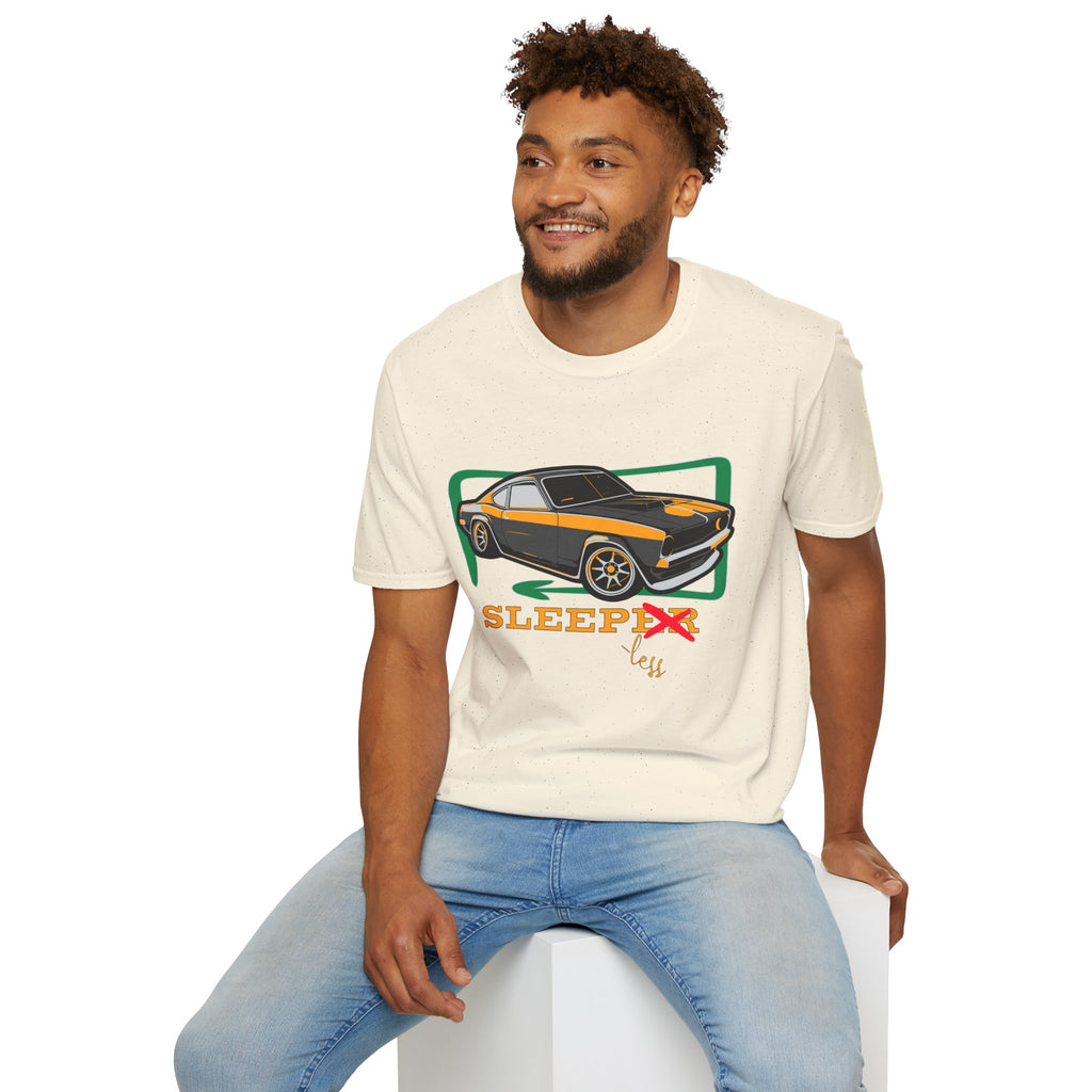 Classic Muscle Car T-Shirt — Retro 'Sleepless' Graphic Tee