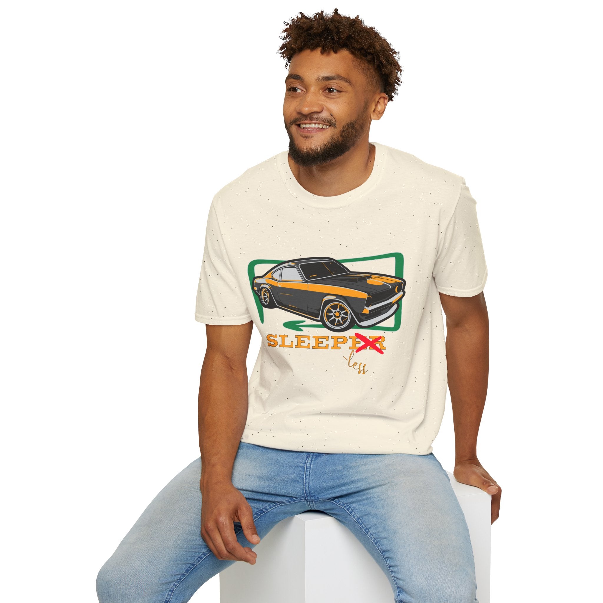 Classic Muscle Car T-Shirt — Retro 'Sleepless' Graphic Tee