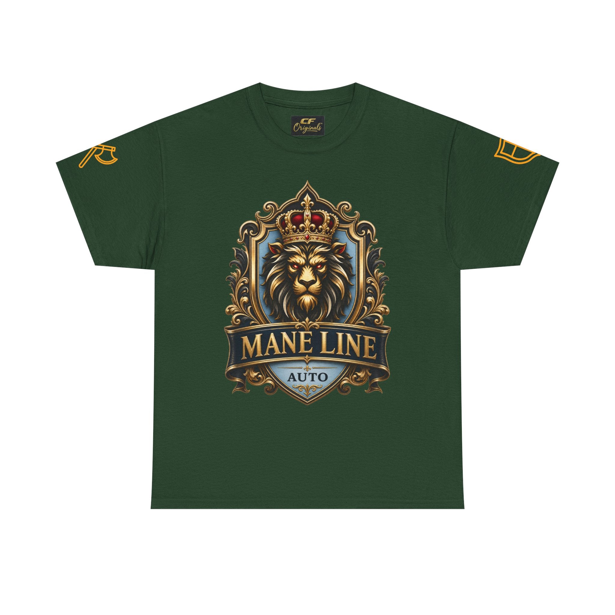 Lion Crest Tee — "Mane Line Auto" Vintage Heraldic Graphic Shirt
