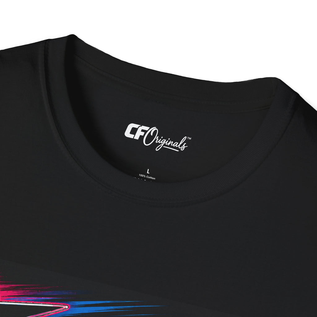 Turbo Charged Retro Car T-Shirt — Neon Racing Skull Design