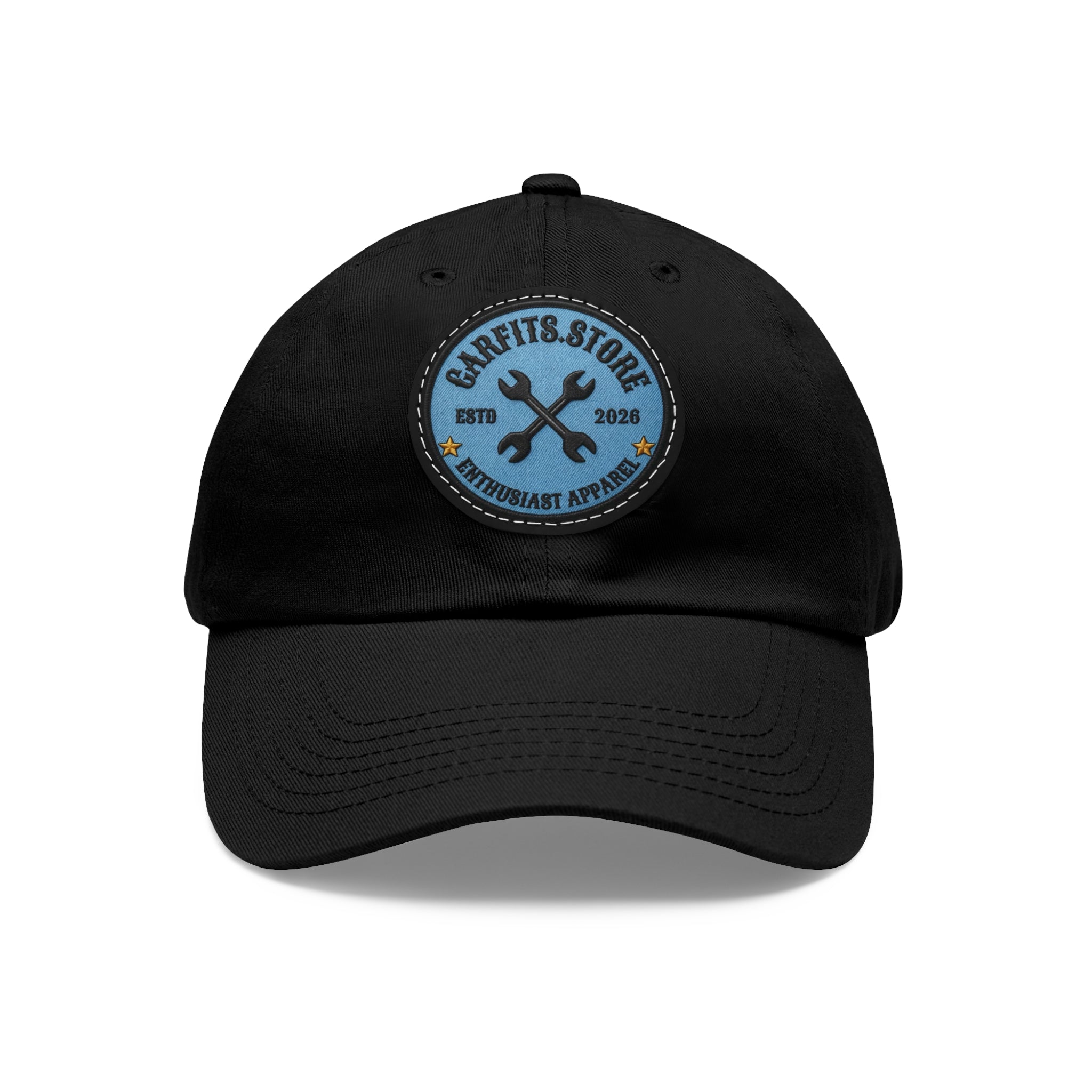 Mechanic Logo Dad Hat — Leather Patch Cap