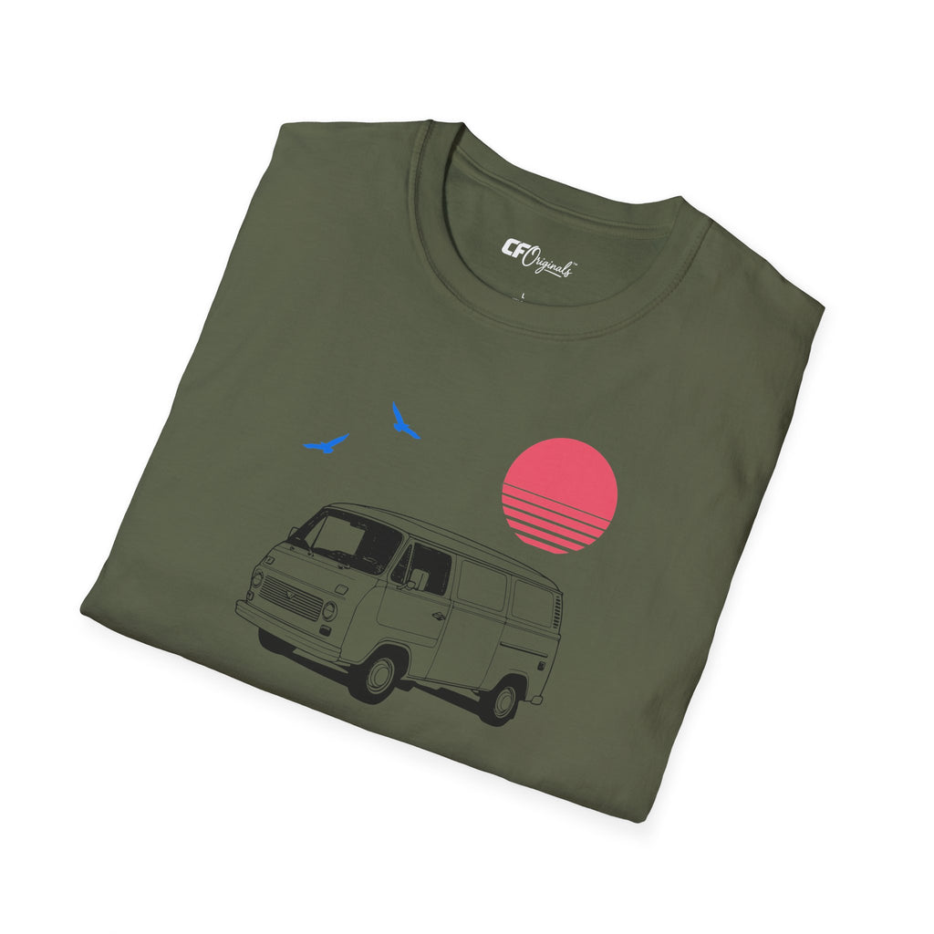 Adventure Van T‑Shirt — Retro Camper Sunset Graphic Tee