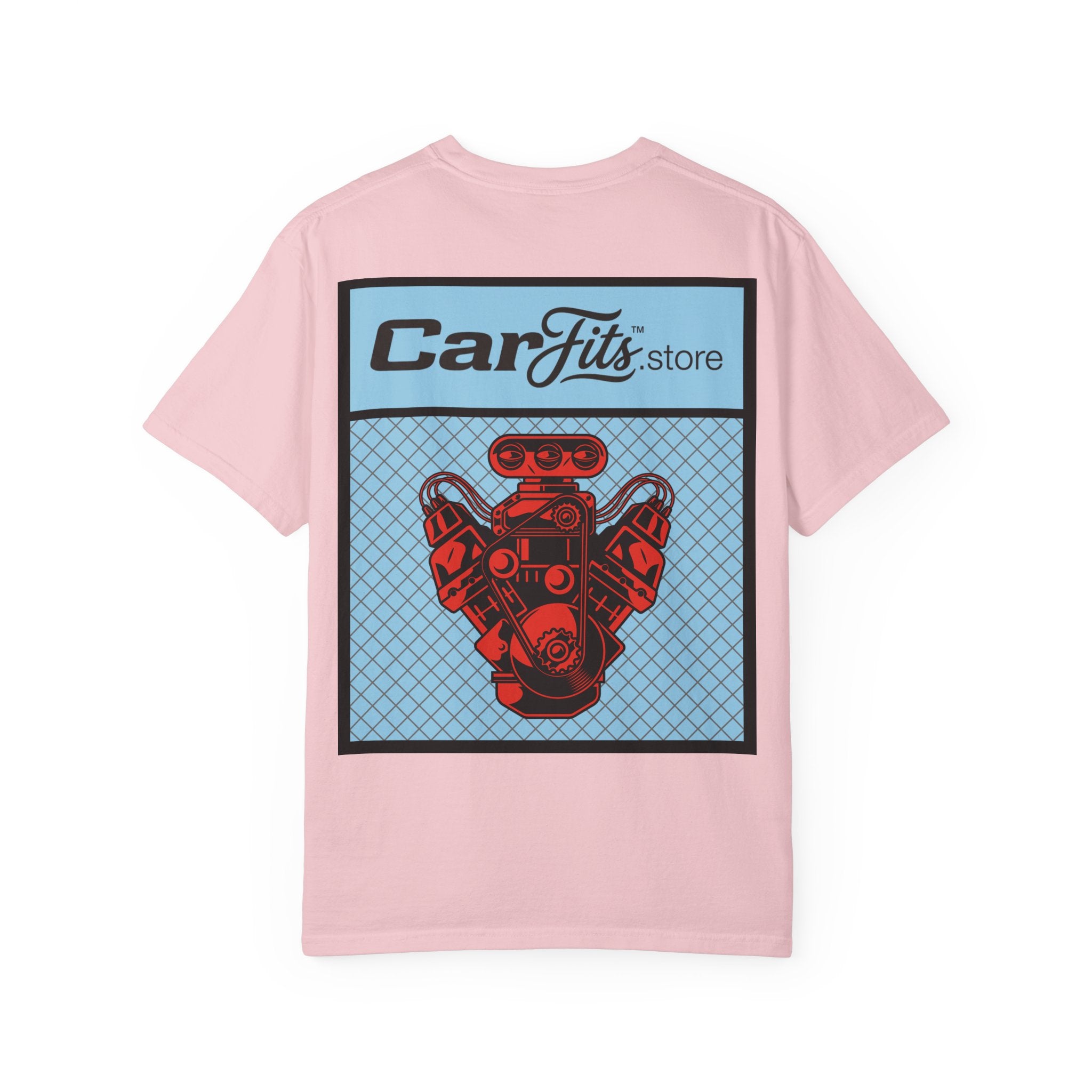 CarFits.store Big Prints T-Shirt — Retro Engine & Scenic Drive