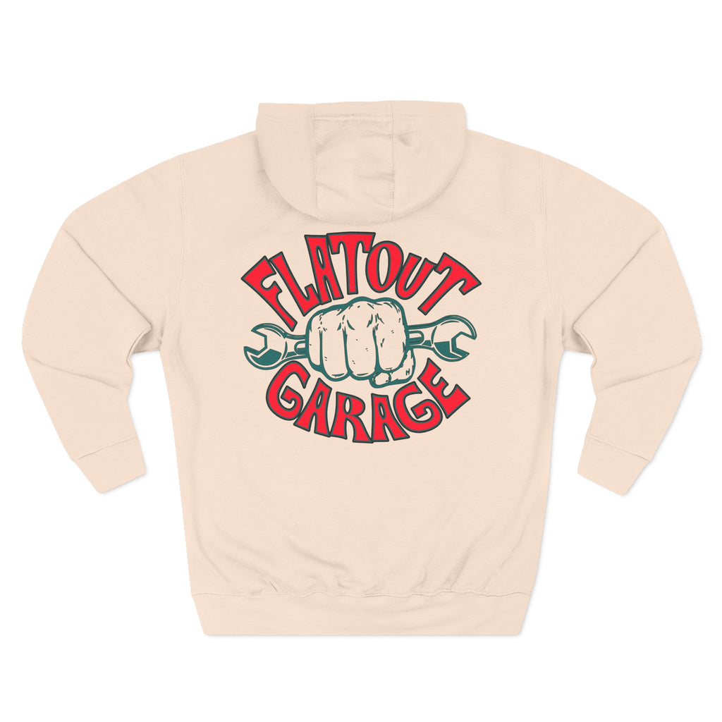 Flatout Garage Fleece Hoodie — Mechanic Shop Logo Pullover