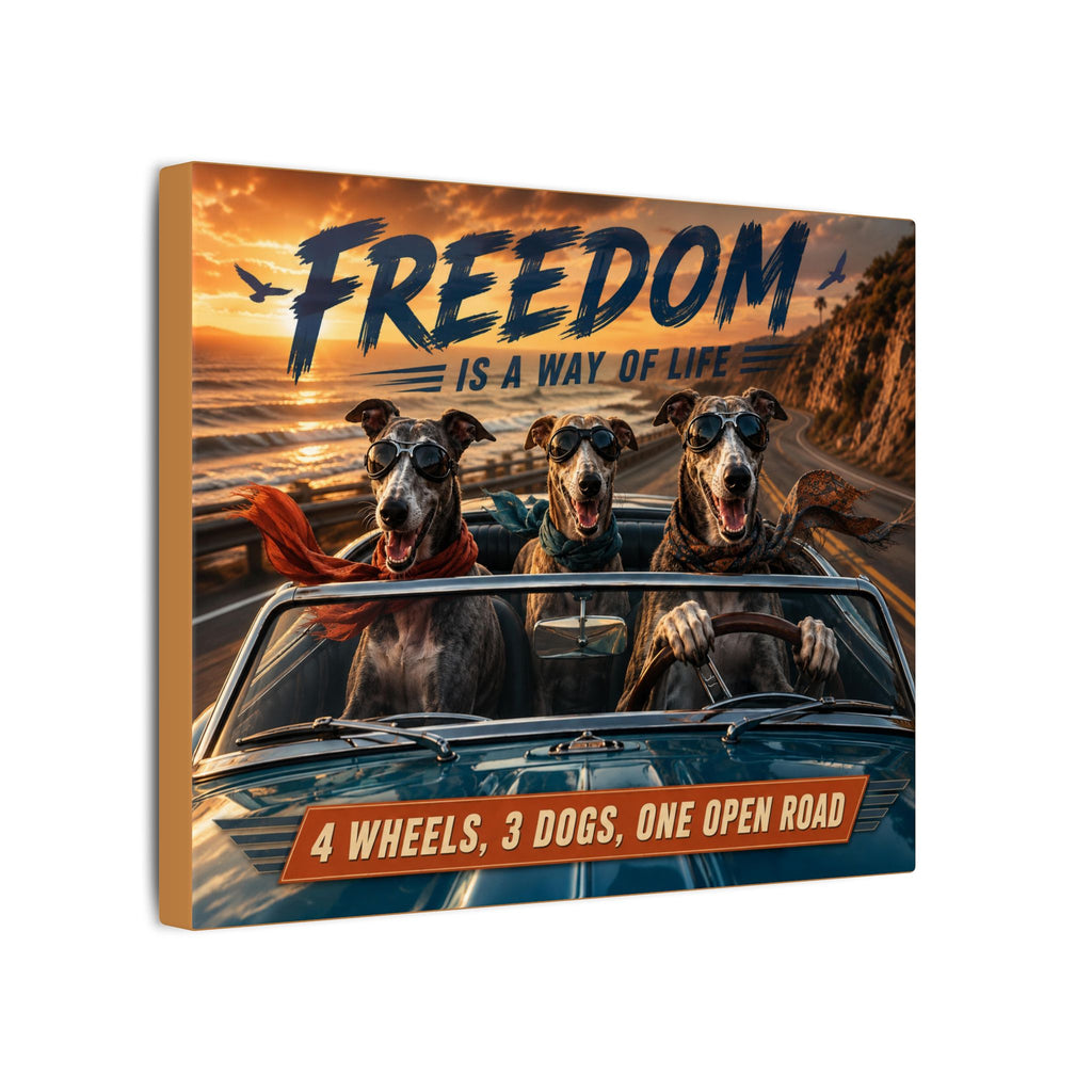 Canvas Wall Art - "Freedom Is A Way Of Life: 4 Wheels, 3 Dogs, One Open Road"