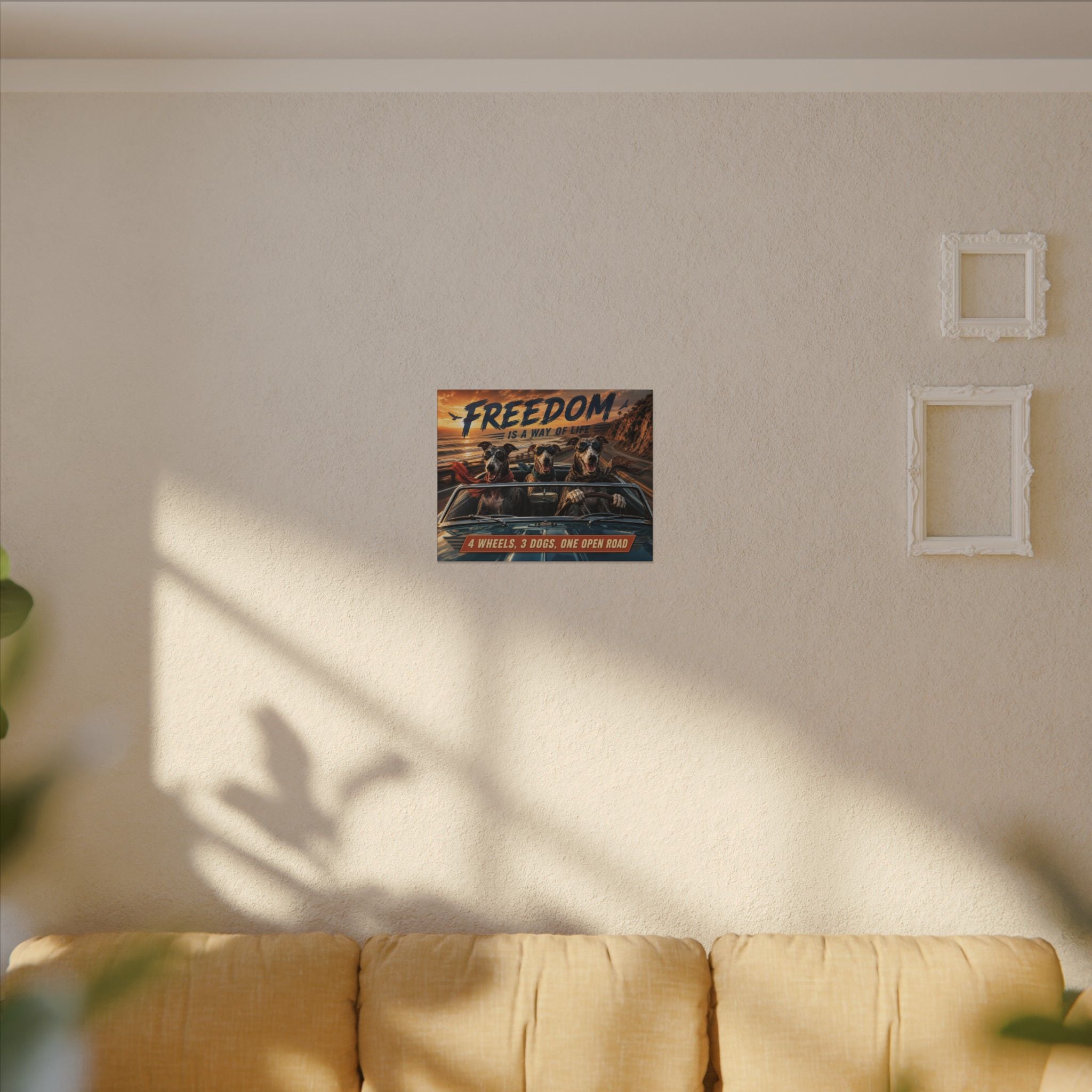 Canvas Wall Art - "Freedom Is A Way Of Life: 4 Wheels, 3 Dogs, One Open Road"