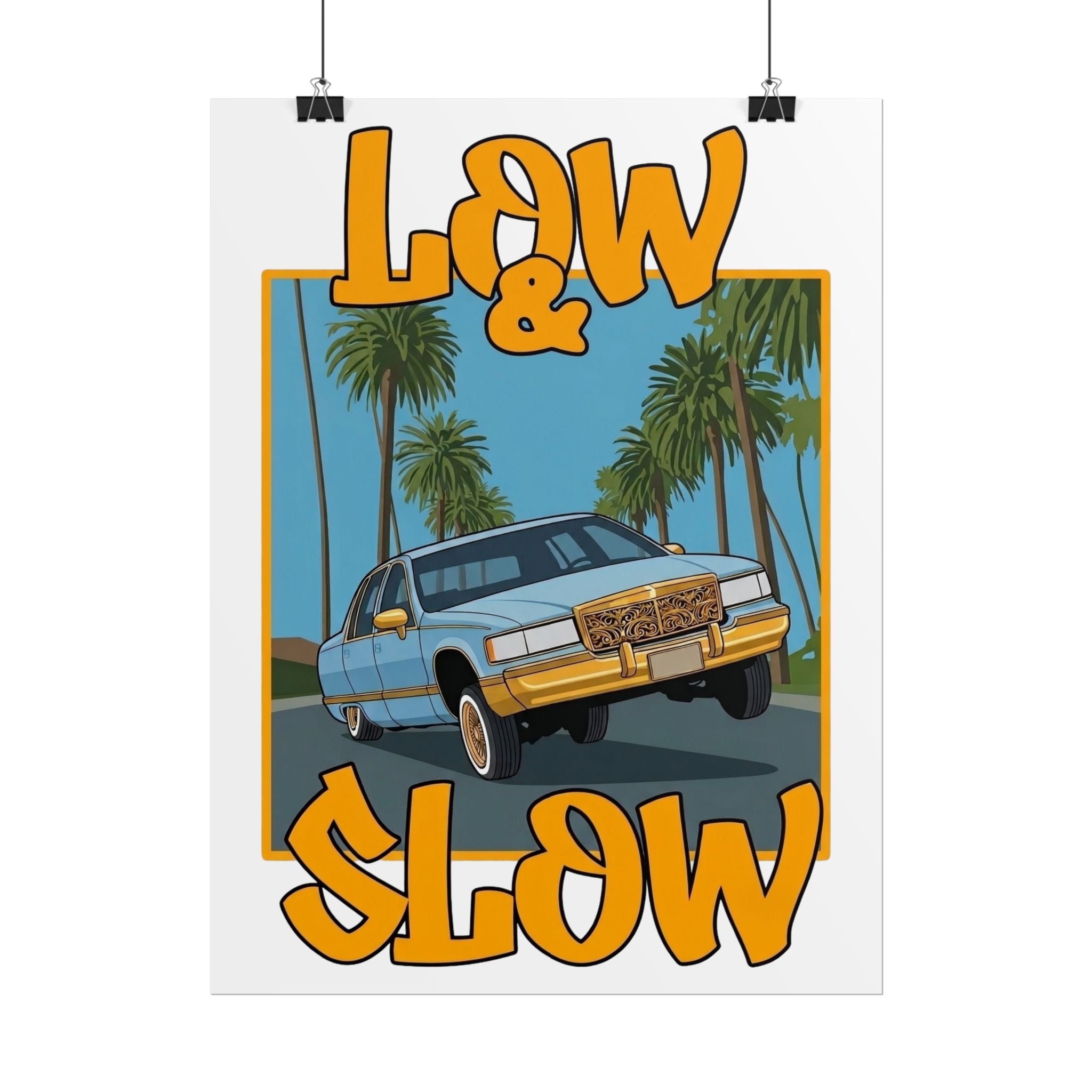 Low & Slow Car Poster — Vintage Lowrider Art Print (Rolled Poster)
