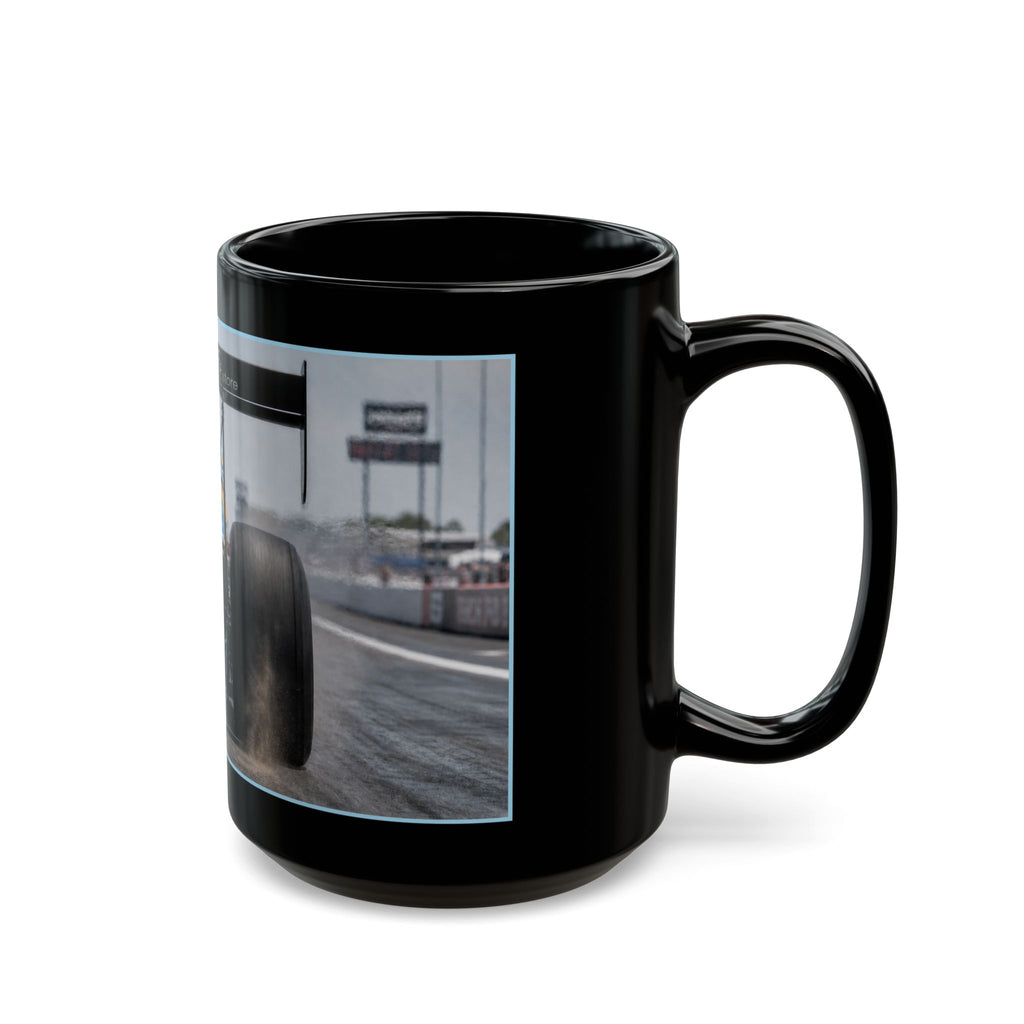 Dragster Racing Black Mug — High-Speed Drag Racing Photo Coffee Cup (11oz/15oz)