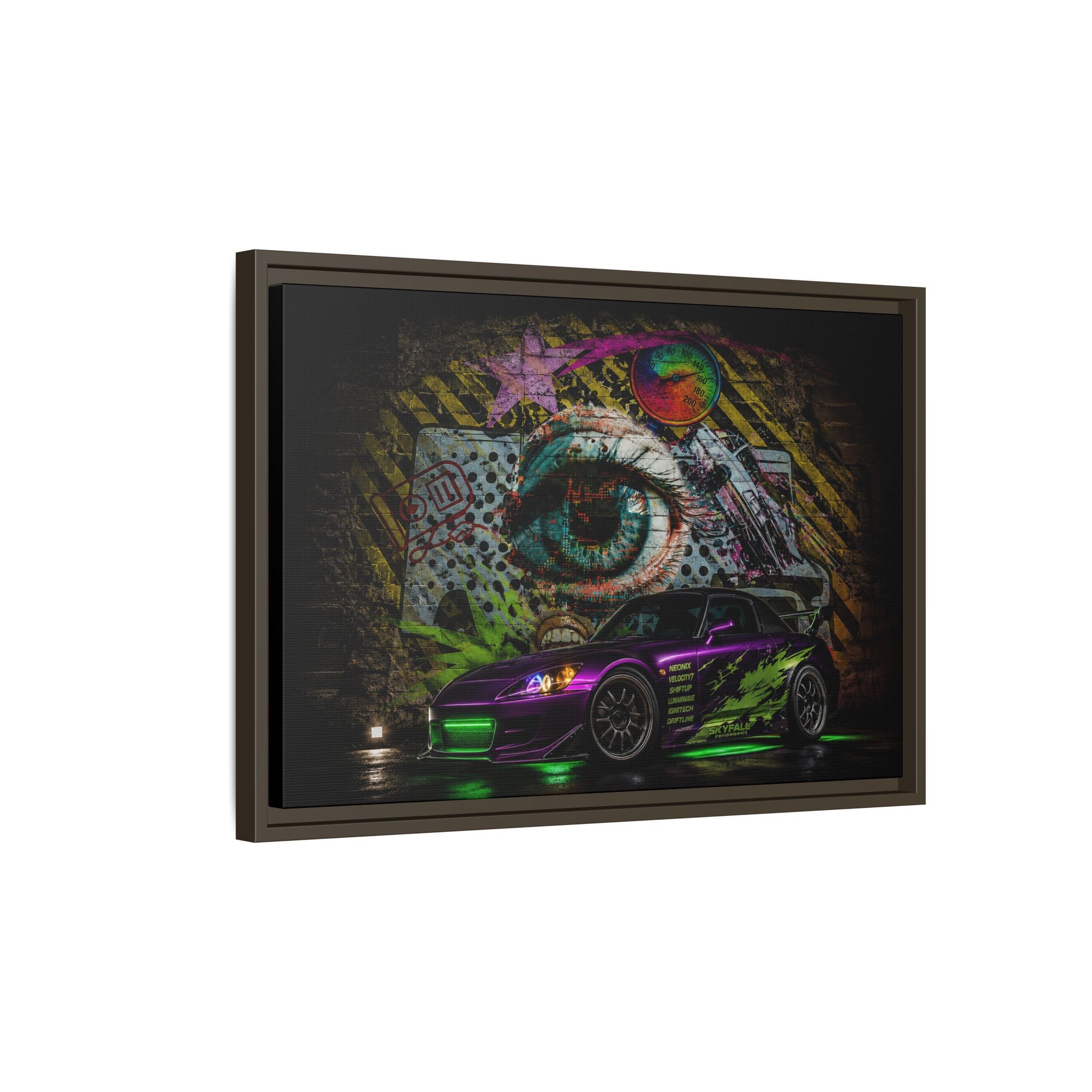Graffiti Sports Car Matte Canvas - Framed Wall Art