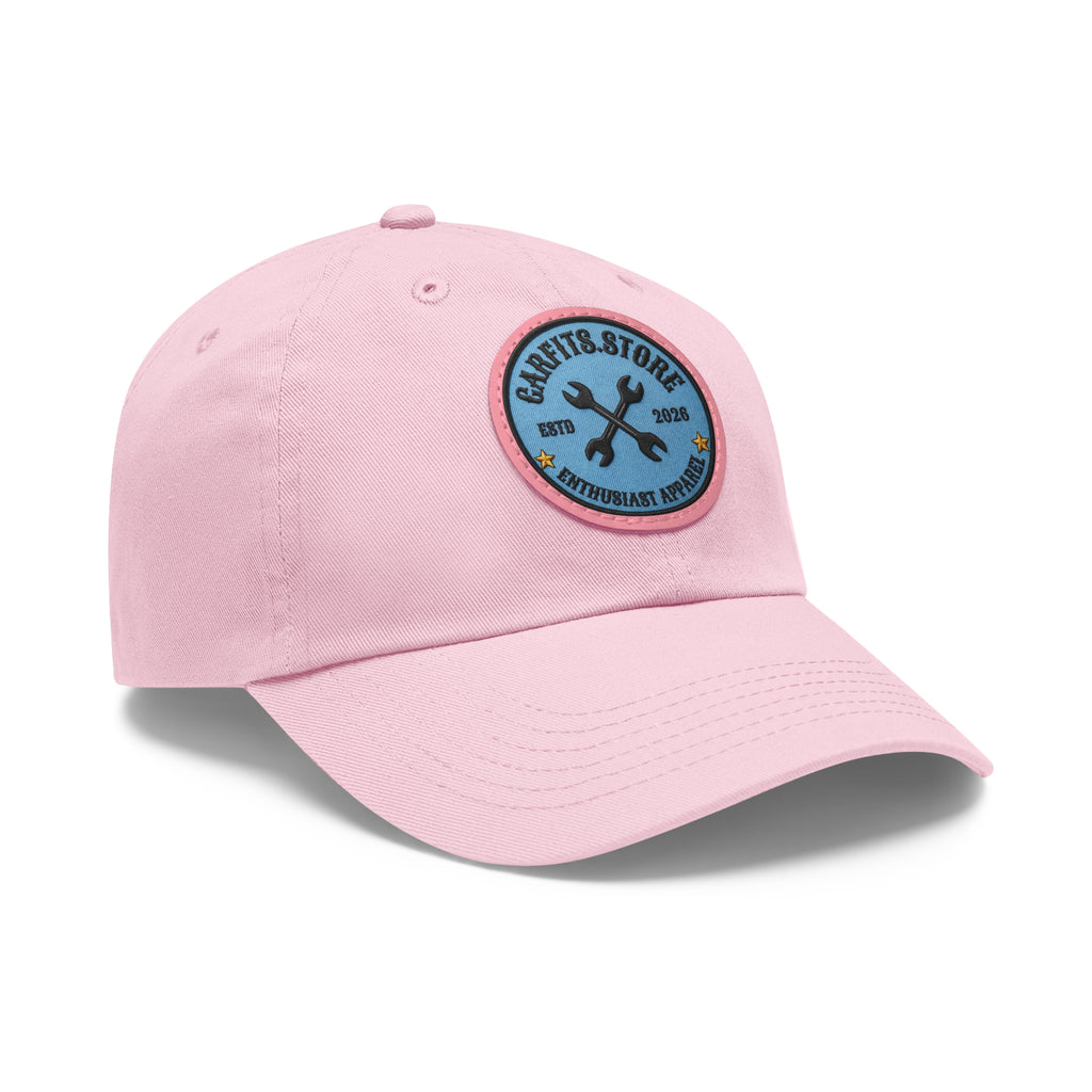 Mechanic Logo Dad Hat — Leather Patch Cap