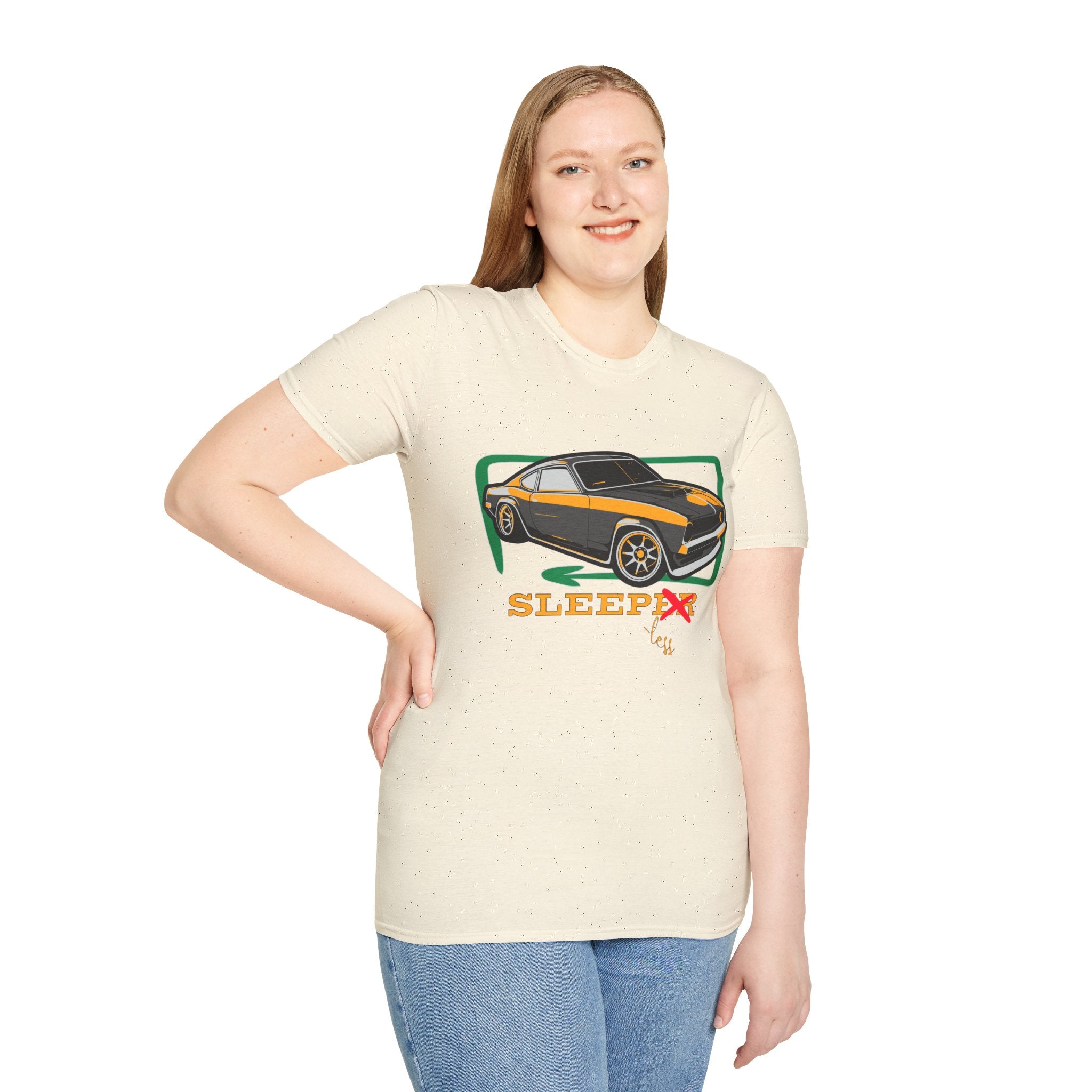 Classic Muscle Car T-Shirt — Retro 'Sleepless' Graphic Tee