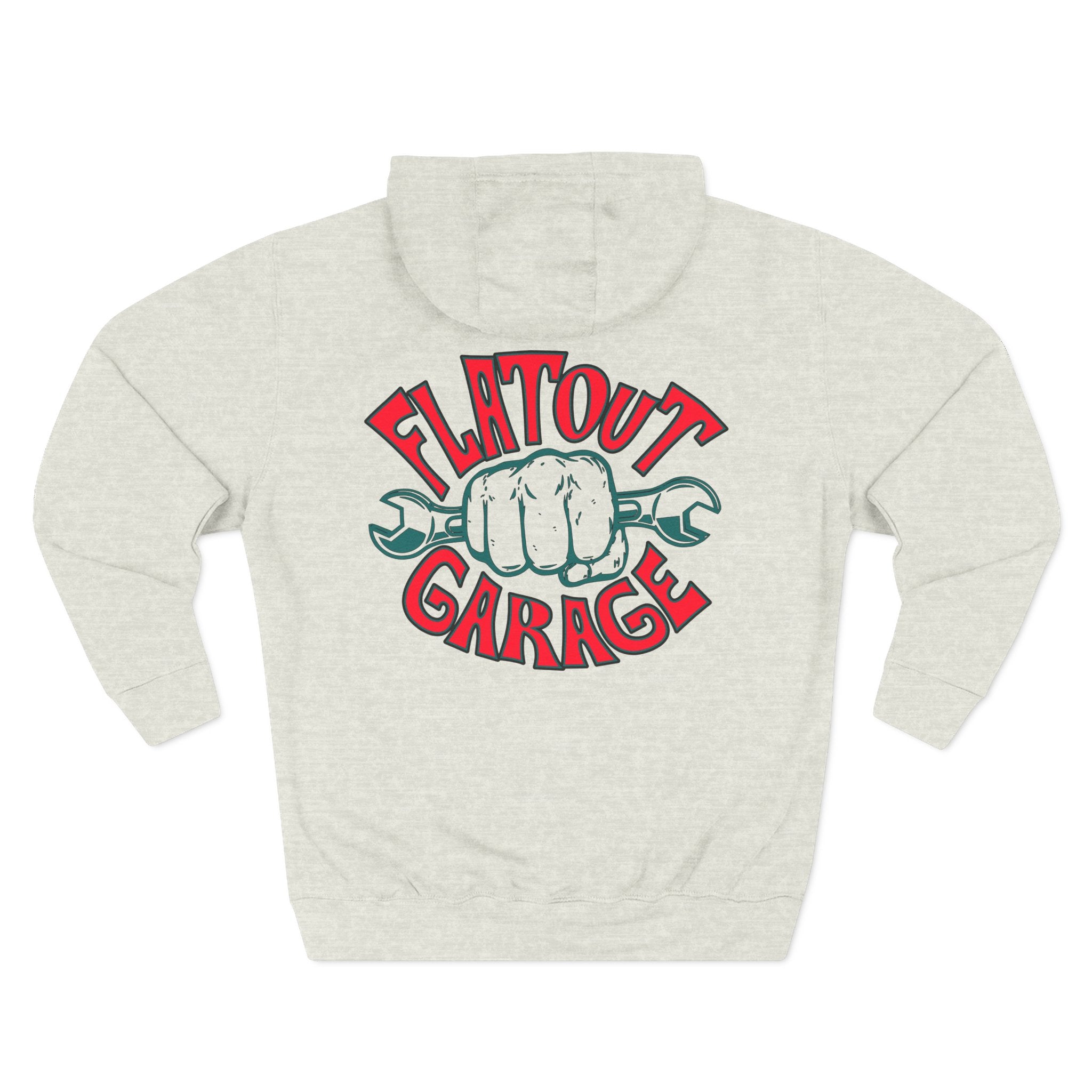 Flatout Garage Fleece Hoodie — Mechanic Shop Logo Pullover