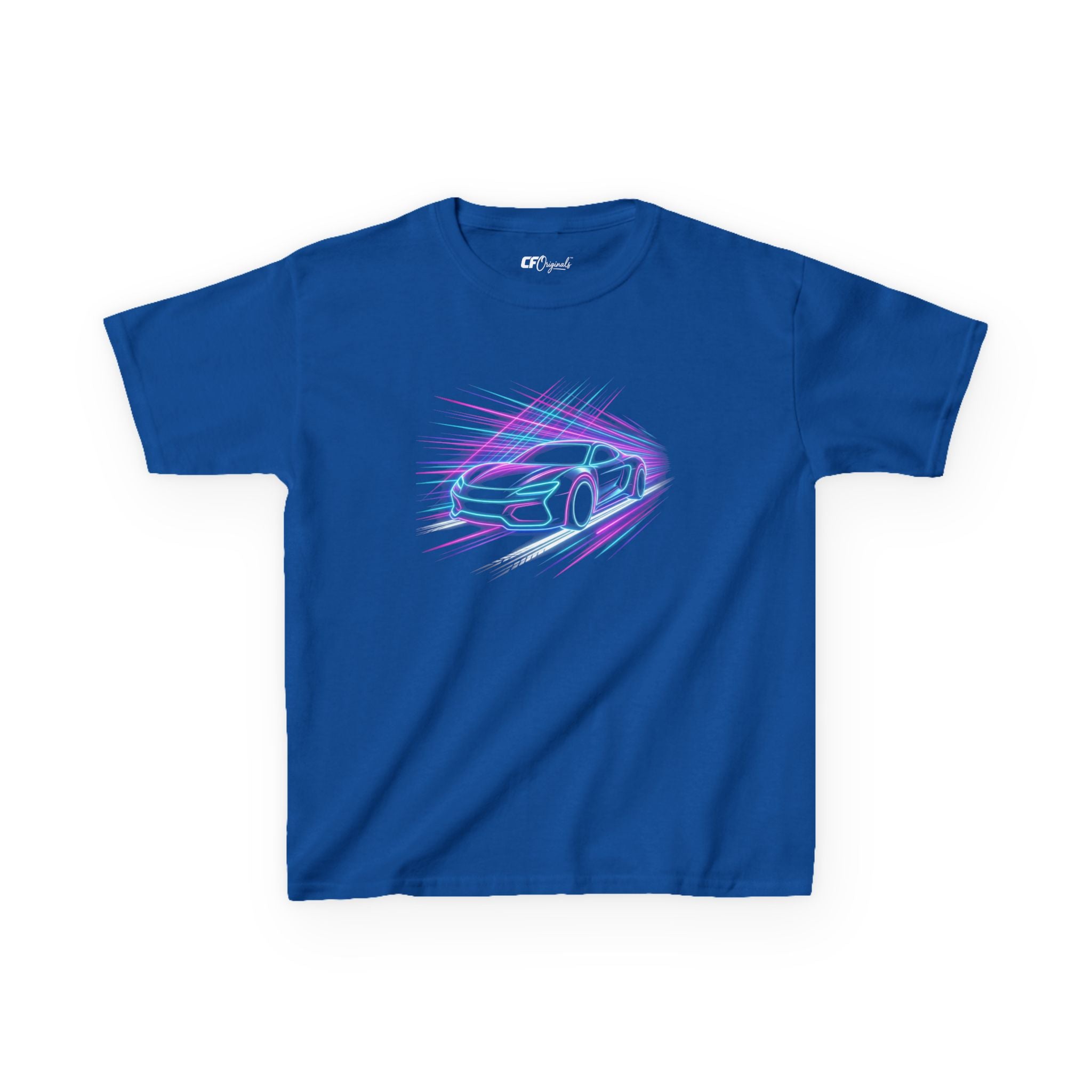 Kids Neon Speed Car Tee — Racing Graphic