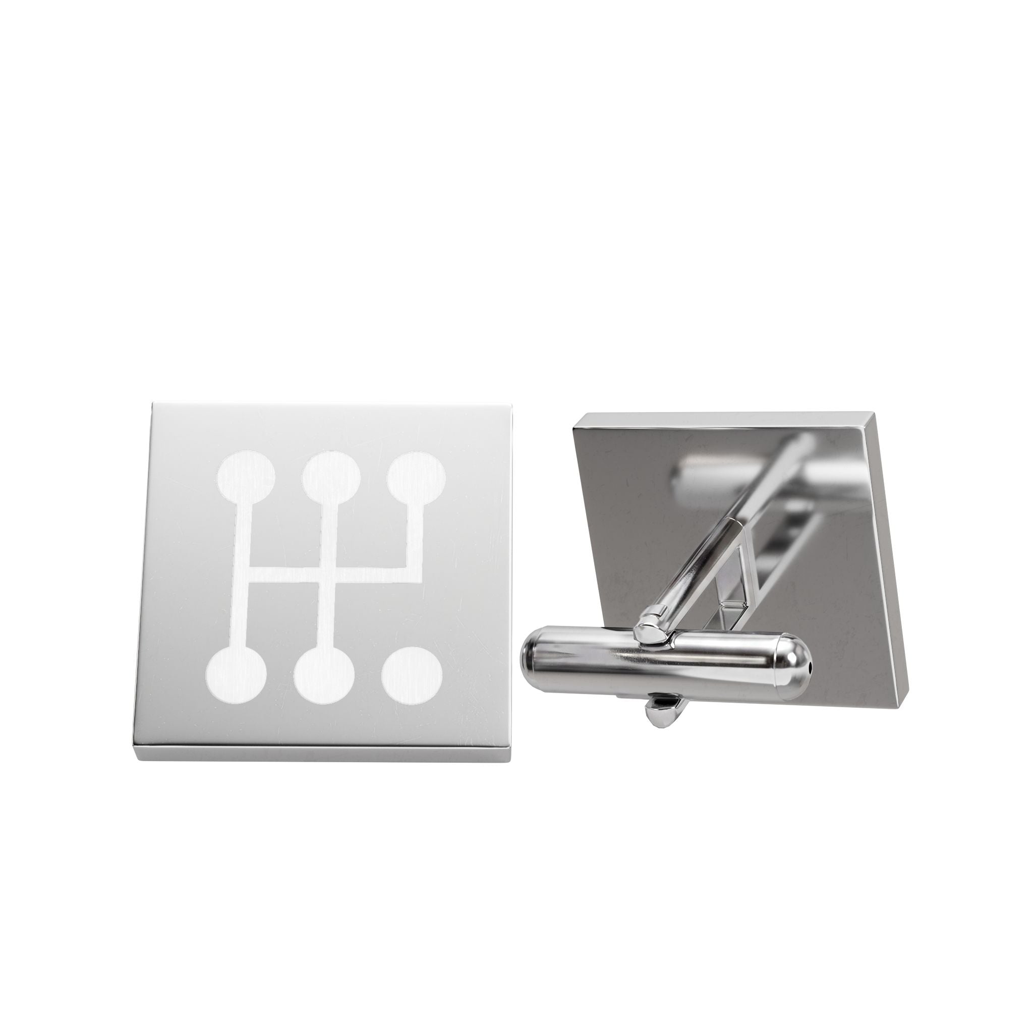 Shift Pattern Cufflinks — Gold/Stainless Gearshift Design