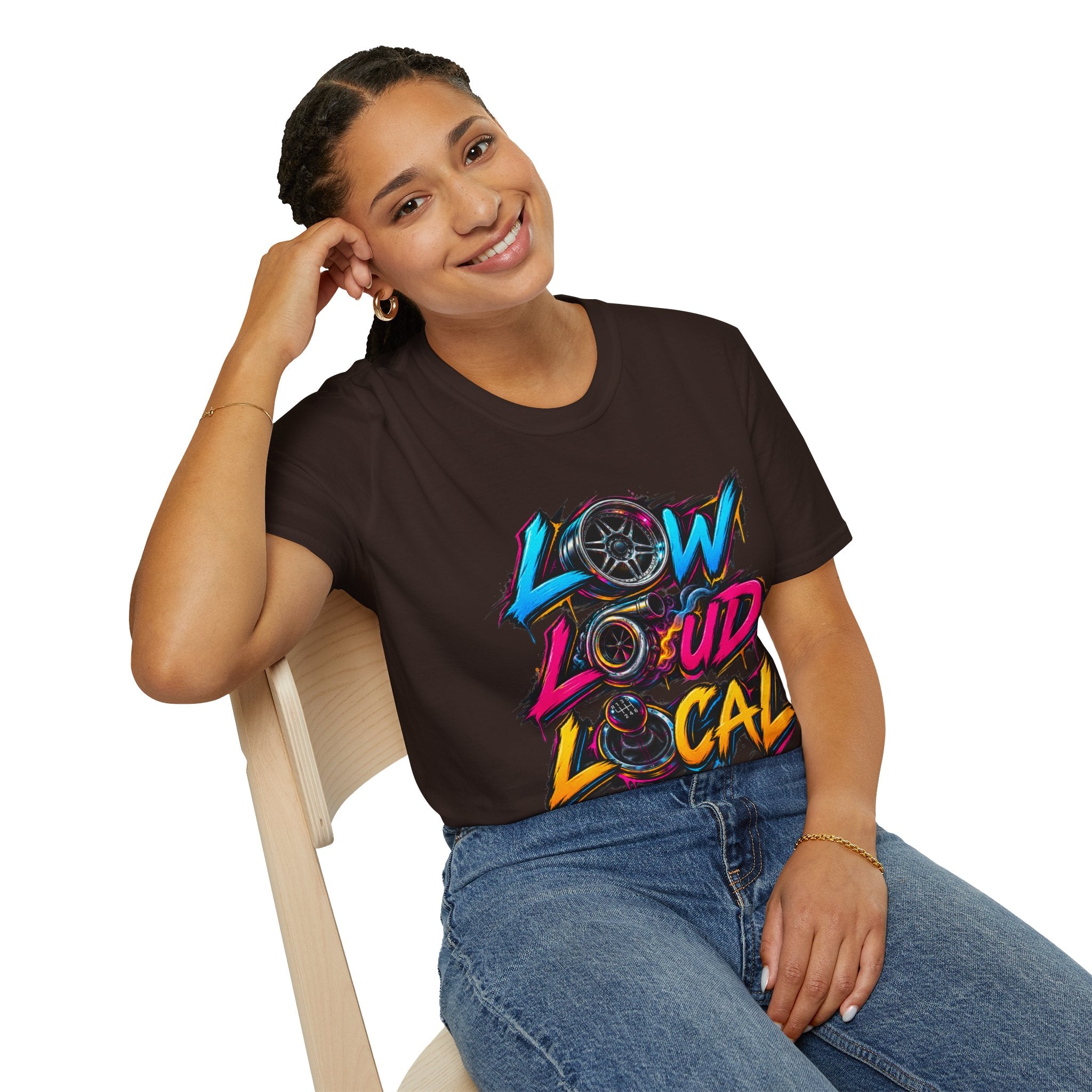 'Low Loud Local' - Neon Car T-Shirt