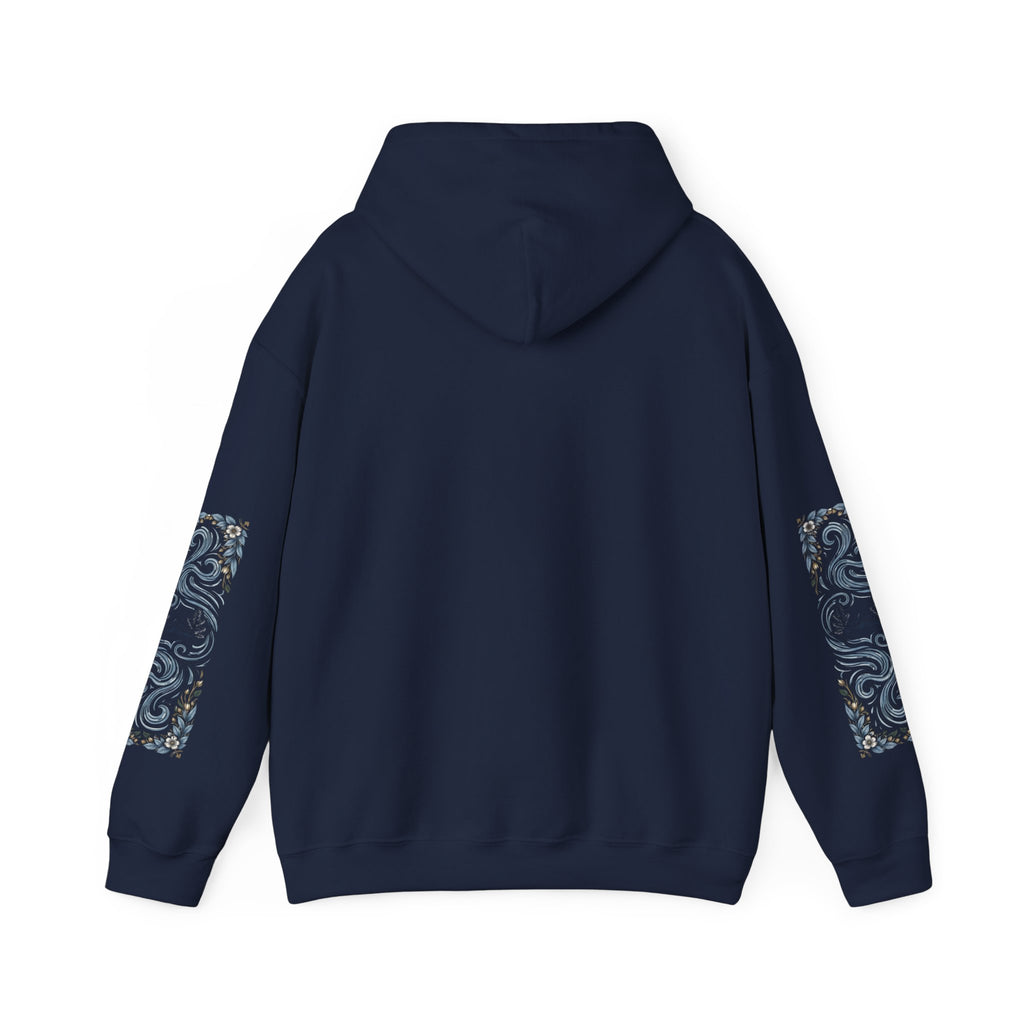 Nature Is Calling Hoodie — Scenic Mountain Graphic Hooded Sweatshirt with Sleeve Paisley Art