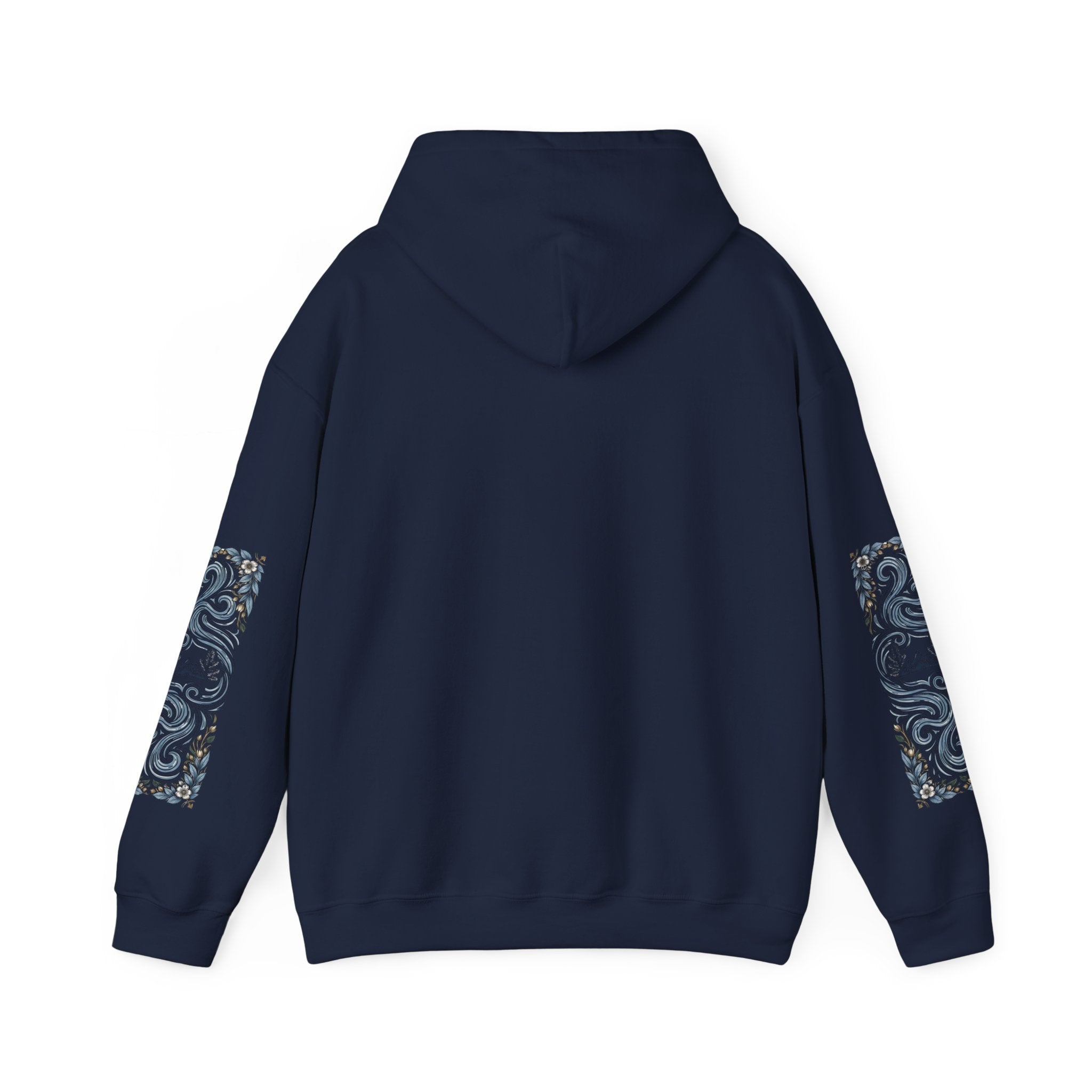 Nature Is Calling Hoodie — Scenic Mountain Graphic Hooded Sweatshirt with Sleeve Paisley Art