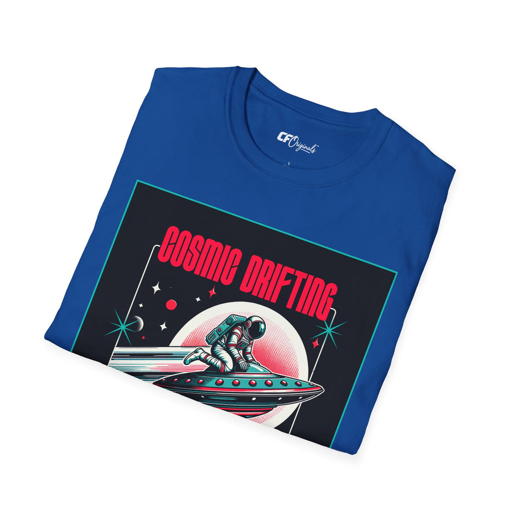 Cosmic Drifting T-Shirt — Retro Astronaut & UFO Vintage Space Tee